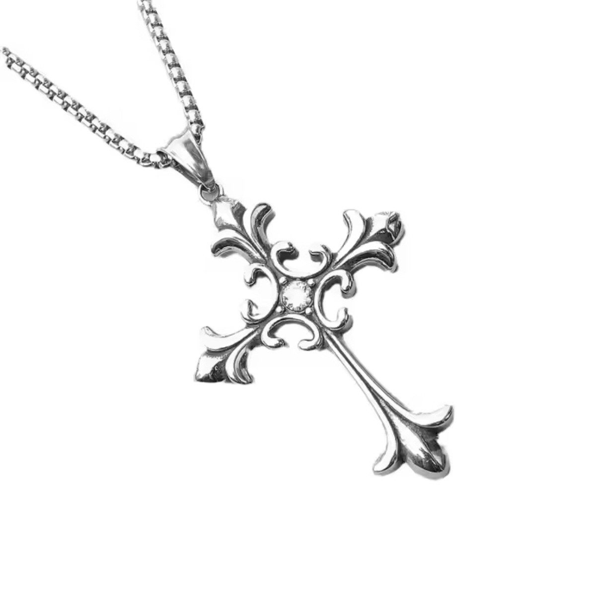 ELLAWIL Kreuzkette Edelstahlkette Kette mit Kreuz Anhänger Halskette Kreuzschmuck (Edelstahl, Kettenlänge 54 cm, GESCHENKIDEE), inklusive Geschenkschachtel