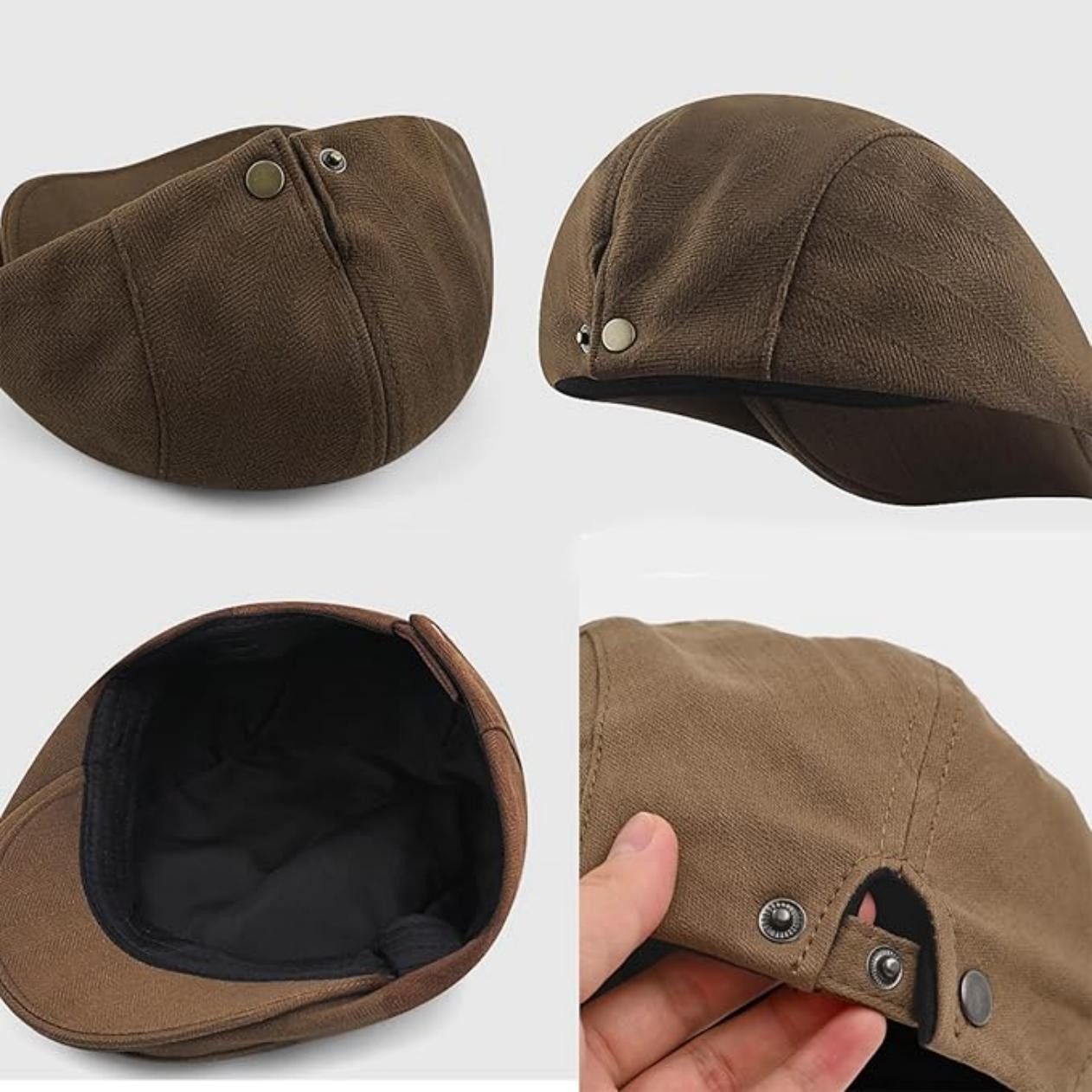 Zaewry Flat Cap Schirmmütze Herren Baumwolle Atmungsaktiv Einstellbare