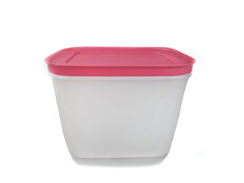 TUPPERWARE Frischhaltedose Eis-Kristall 1,1 L hoch weiß/pink + SPÜLTUCH