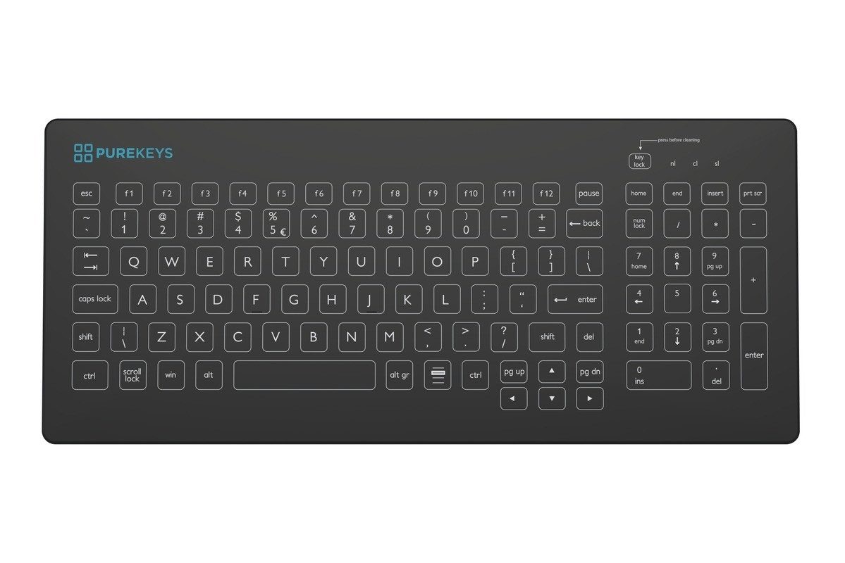 Purekeys Purekeys medizinische Tastatur Compact Fixed Angle US schwarz ergonomische Tastatur (Purekeys medizinische Tastatur Compact Fixed Angle US schwarz)