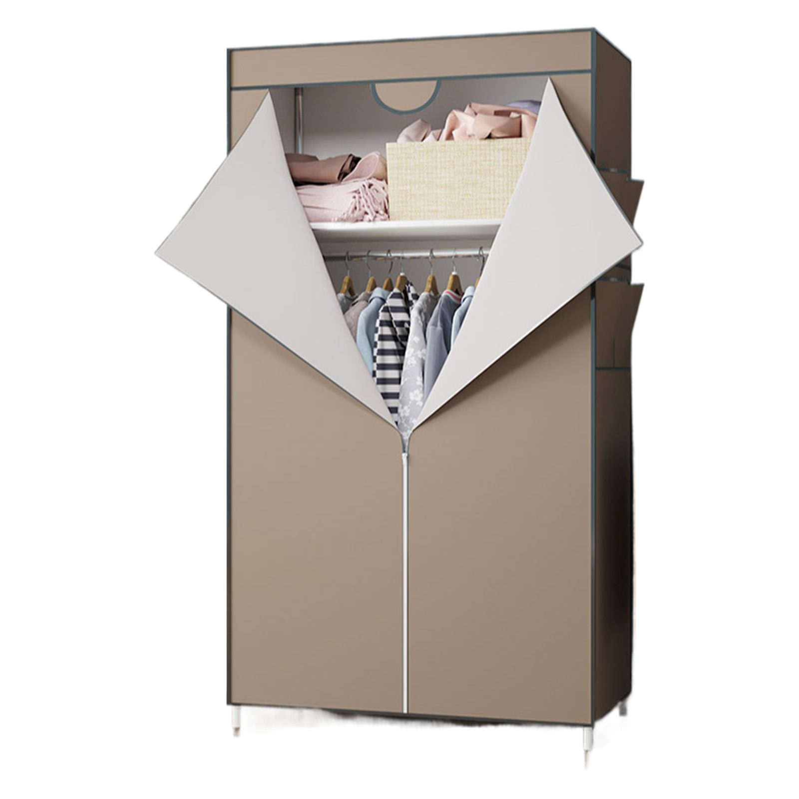 Jumpeak Stoffschrank stoff kleiderschrank,mit Überzug aus Vliesstoff,Kleiderstange Länge70*Breite45*Höhe160cm,Mehrere Farben,Oberer und unterer Stauraum