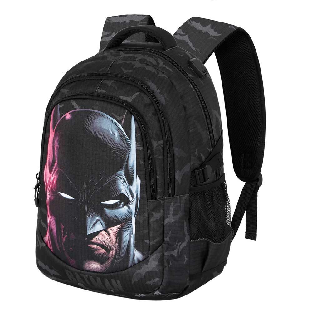 Karactermania Laptoprucksack Batman großer Running Rucksack Tagesrucksack Alltagsrucksack, USB-Anschluss für elektronische Geräte