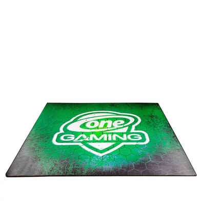 ONE GAMING Bodenmatte »Bodenschutzmatte ONE GAMING Floormat Grün«, Einfaches Gleiten möglich, Spritzwassergeschützt, Strapazierfähig, Rutschfeste Unterseite, Schutz für empfindliche Böden, Genähte Ränder, Geeignet für Gamingchairs