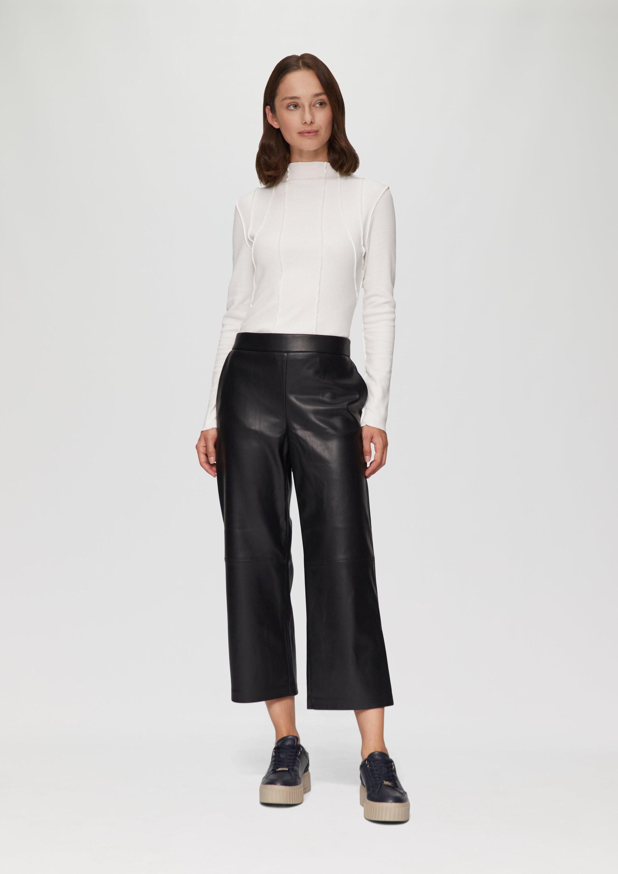 s.Oliver Culotte Hose Culotte aus Lederimitat mit Nahtdetails