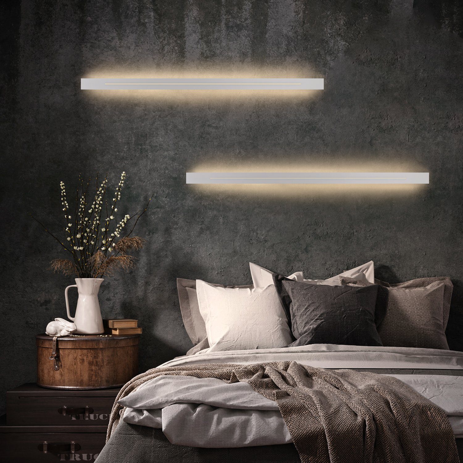 weiß/schwarz ZMH 30cm LED 60cm 100cm, integriert, 100cm innen Wandleuchte warmweiß, Wandlampe LED fest Weiß
