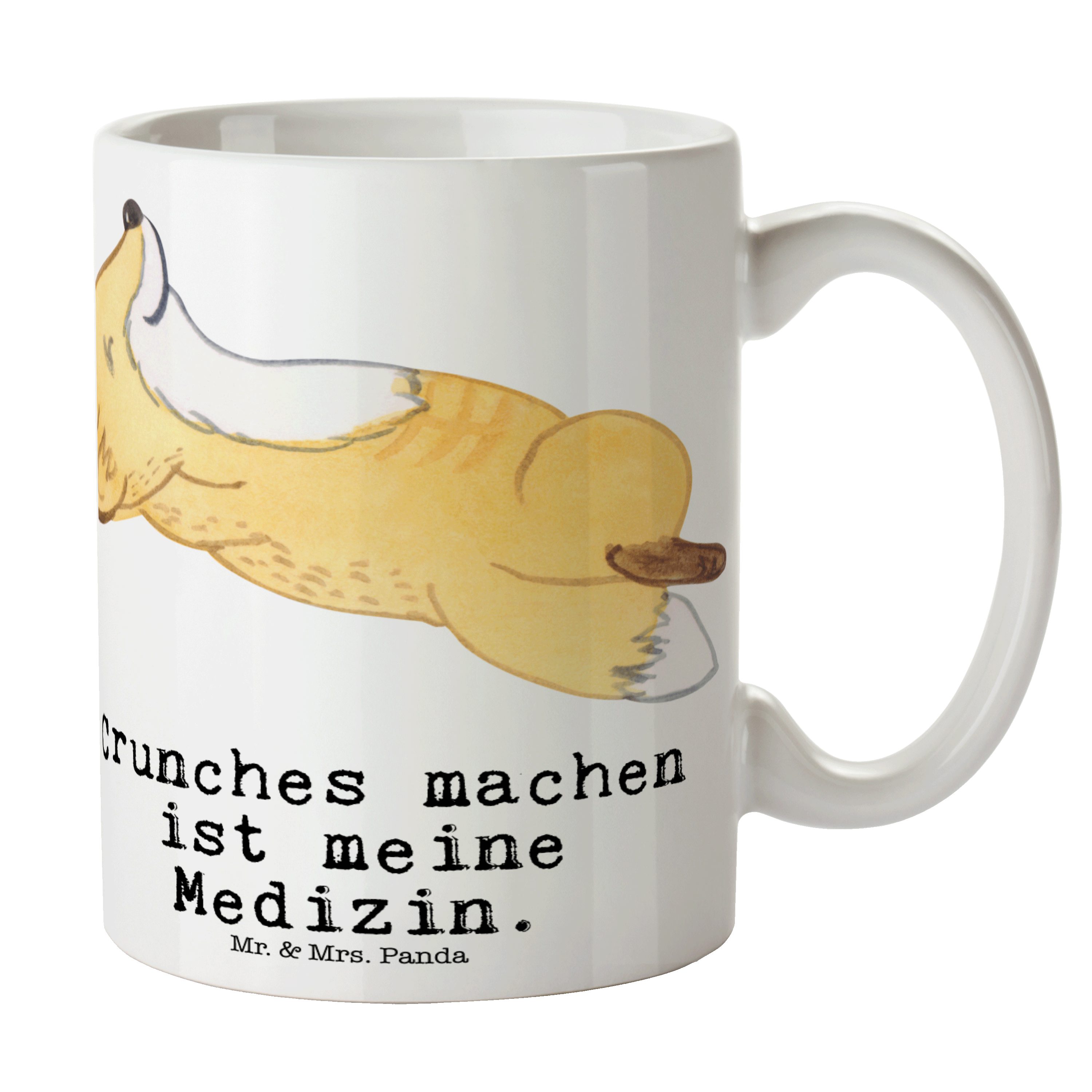 Mr. & Mrs. Panda Tasse Fuchs Crunches Medizin - Weiß - Geschenk, Kaffeetasse, Porzellantasse, Keramik