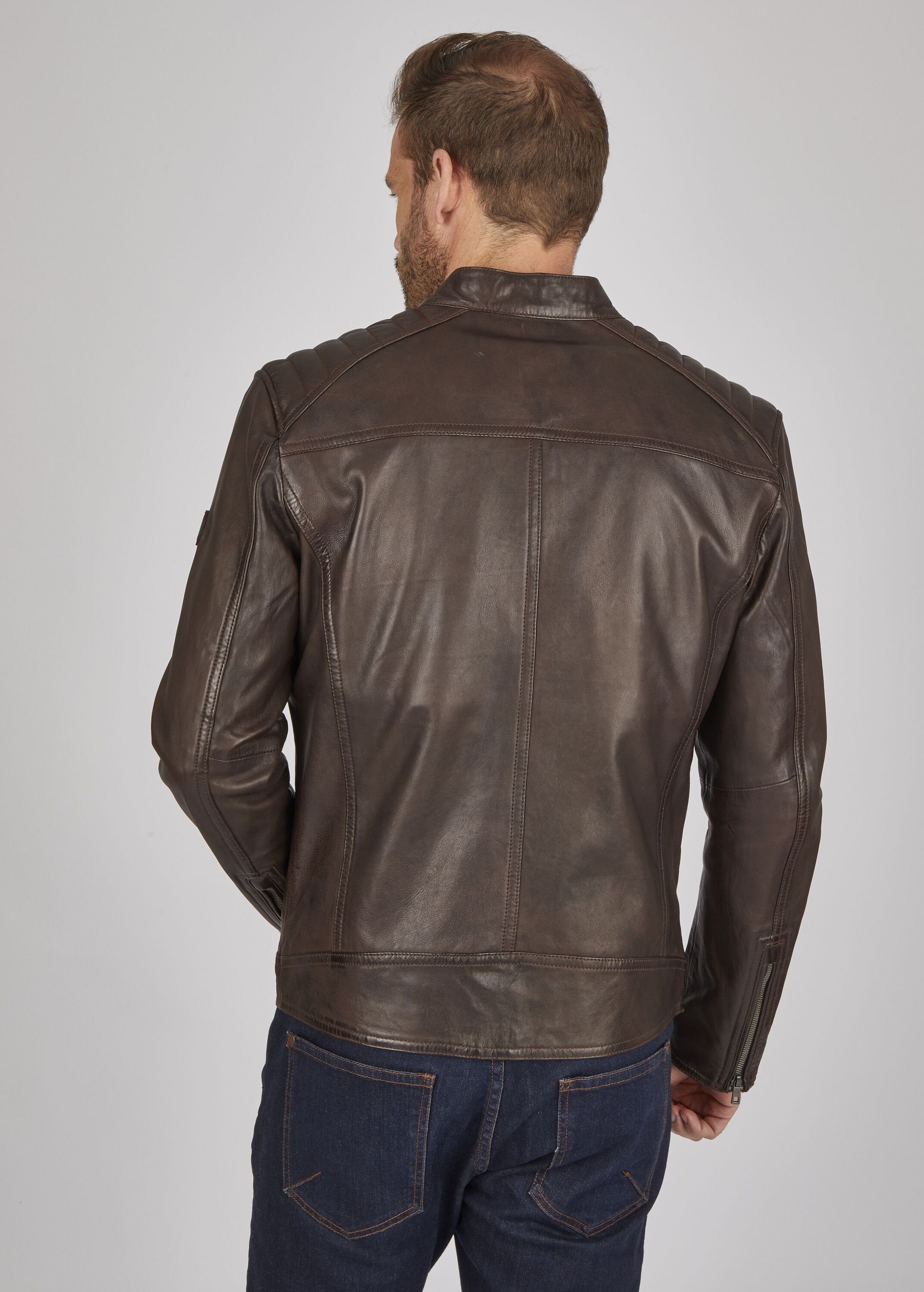 bugatti Lederjacke BUAPOLLO (1-St) mit Schultersteppung und Reißverschlüssen