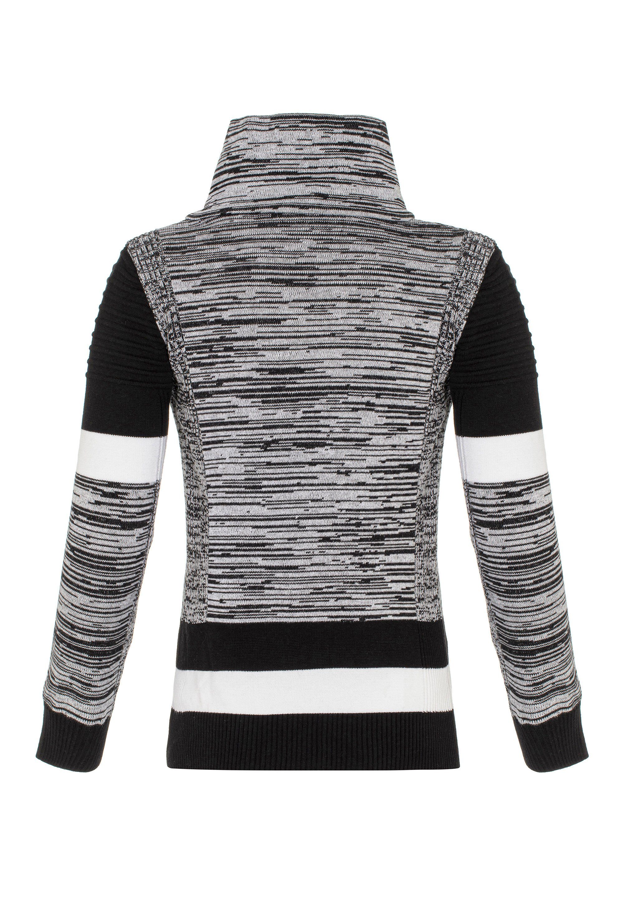 Cipo & Baxx hohem schwarz-grau Schalkragen Strickpullover mit