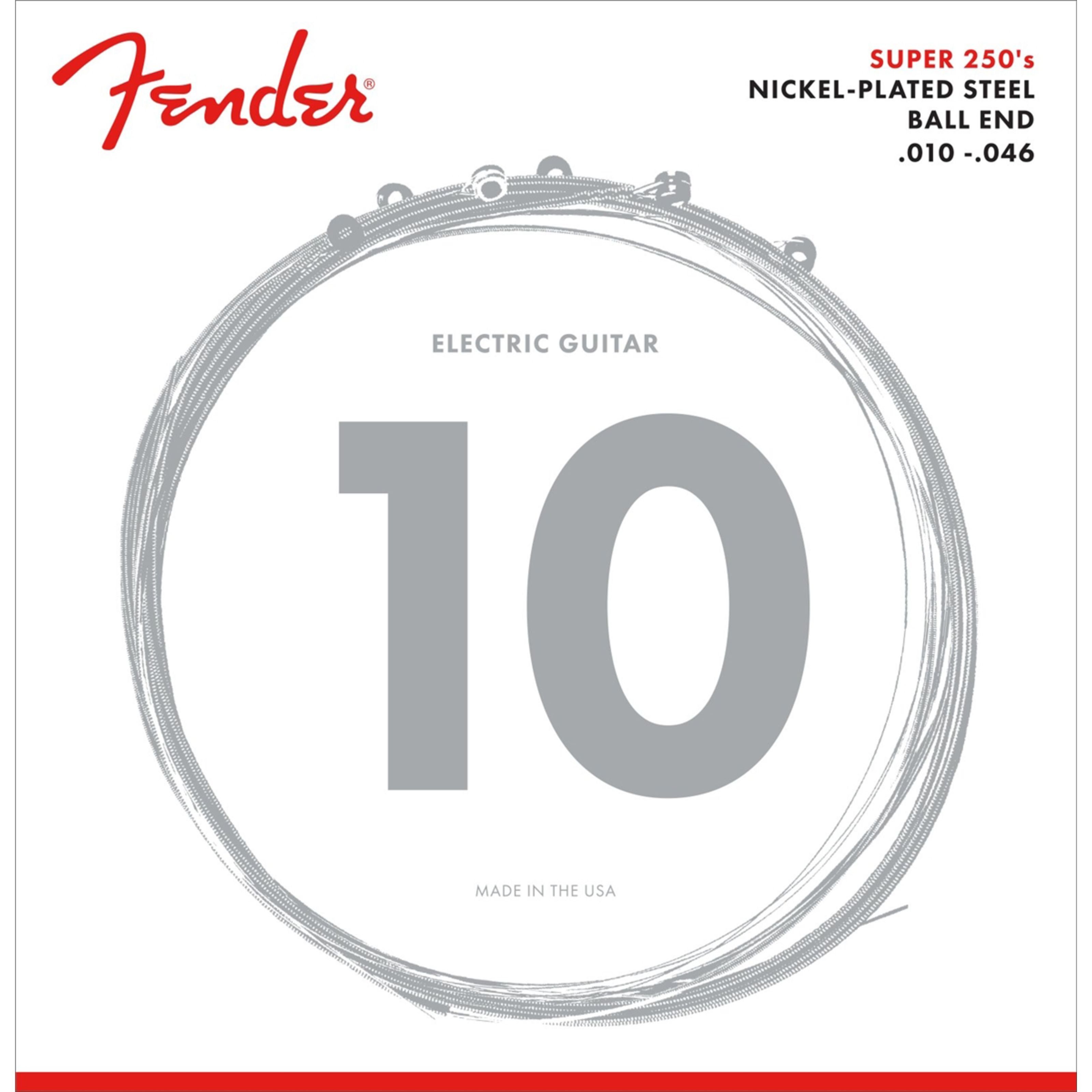 Fender Saiten, (E-Gitarren Saiten Super 250R 10-46 Nickel Plated Steel), E-Gitarren Saiten Super 250R 10-46 Nickel Plated Steel -