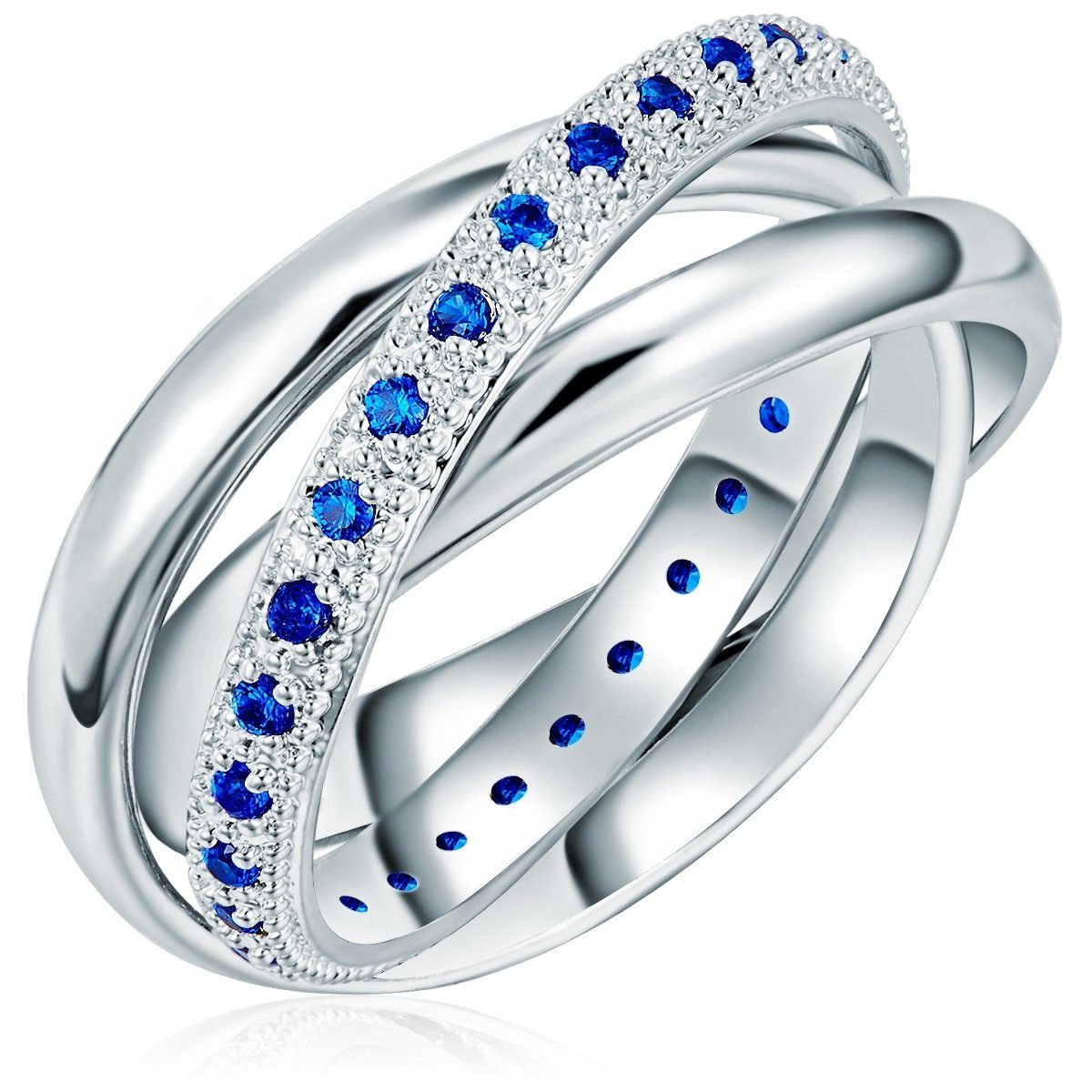 Lulu & Jane Fingerring Ring Zirkonia blau