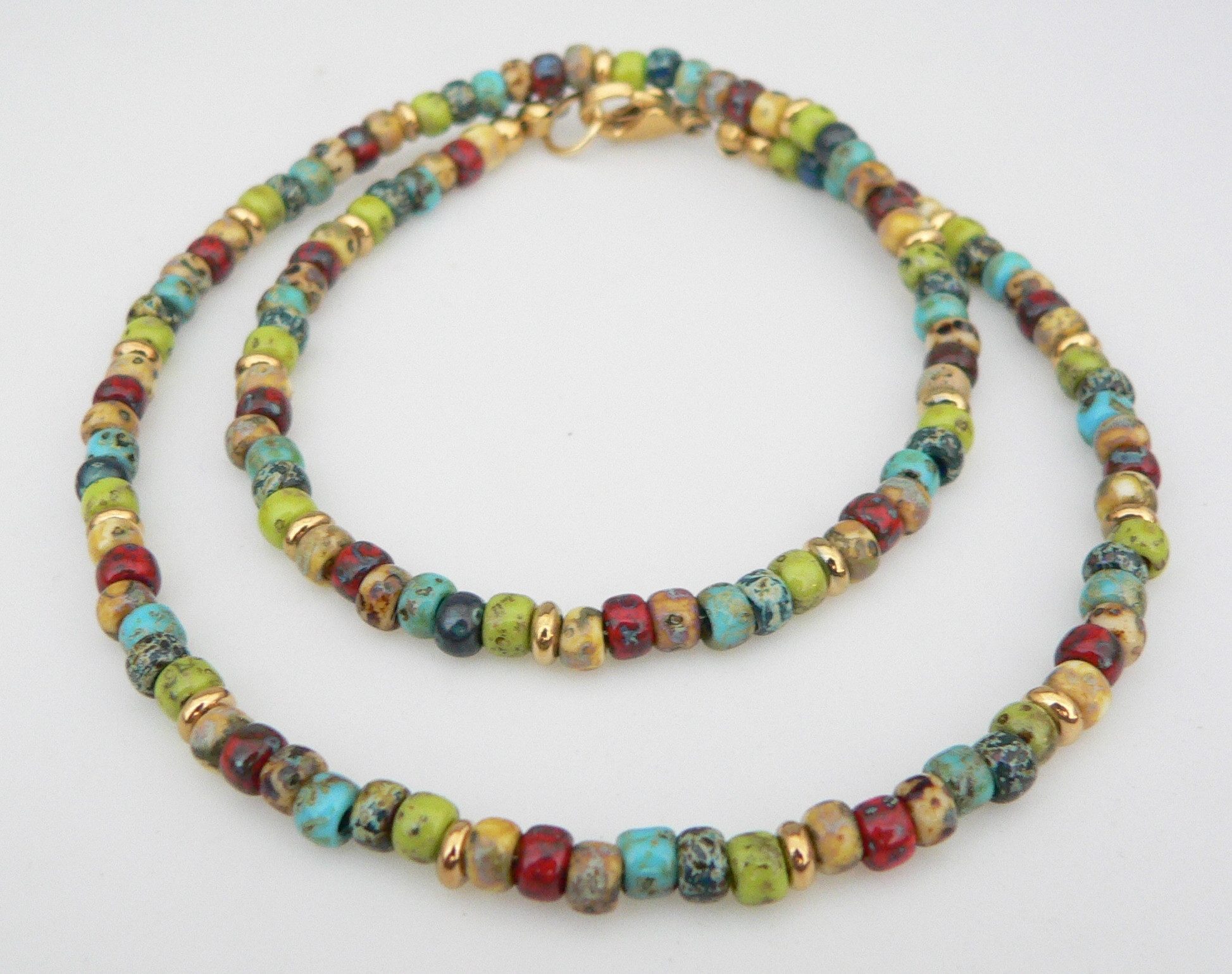 traumschmuck Collier 038c zarte Halskette Rondelle Picasso Perle Glas multi günstig online kaufen