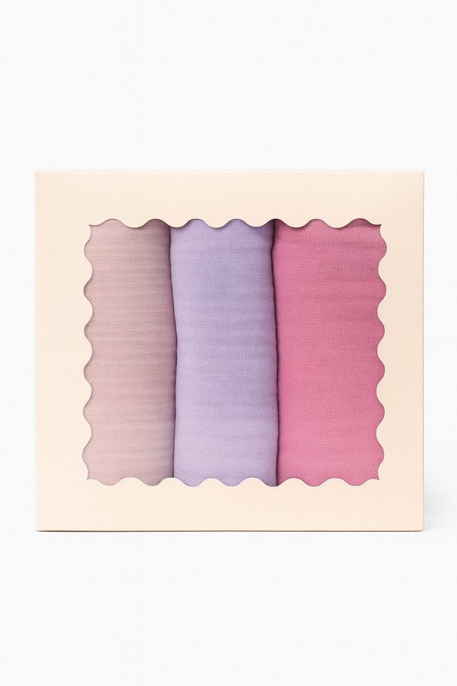 Musselin Welt Halstuch Musselin Kinder Halstücher im Set Rosa, Flieder, Pink, (Packung, 3x Halstuch)