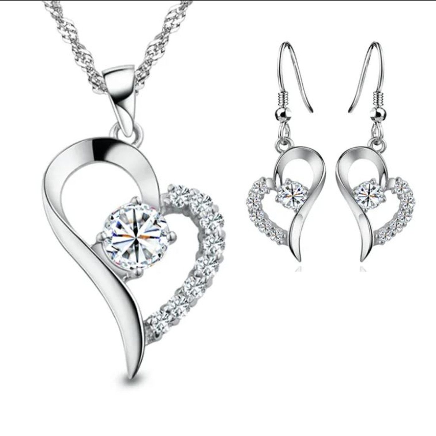 KARMA Schmuckset Damen Herz Anhaenger versilberte Kette mit Zirkonia (in ed günstig online kaufen