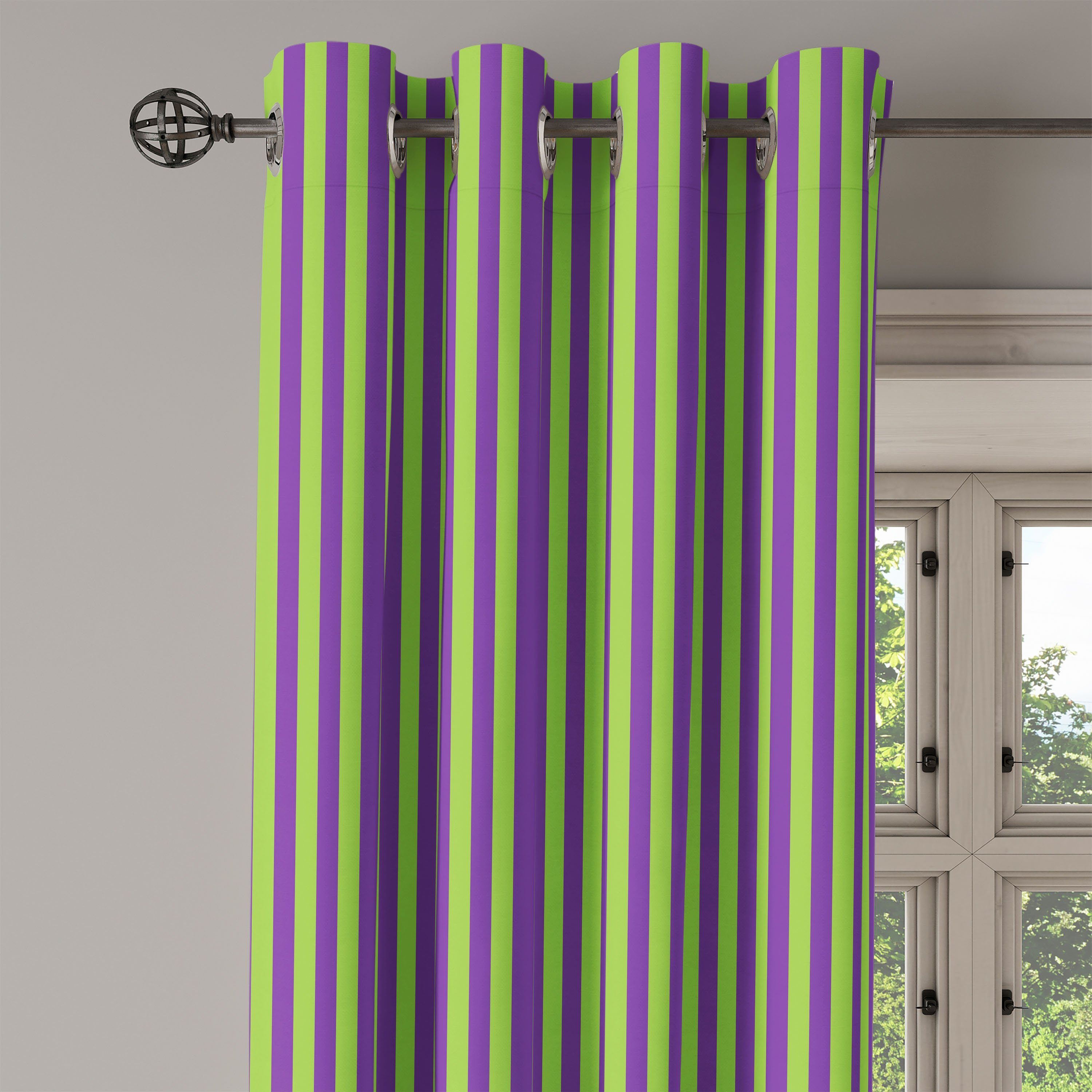 Gardine Dekorative für Jahrgang Bold Blau, Wohnzimmer, Stripes 2-Panel-Fenstervorhänge Grün, Schlafzimmer Abakuhaus