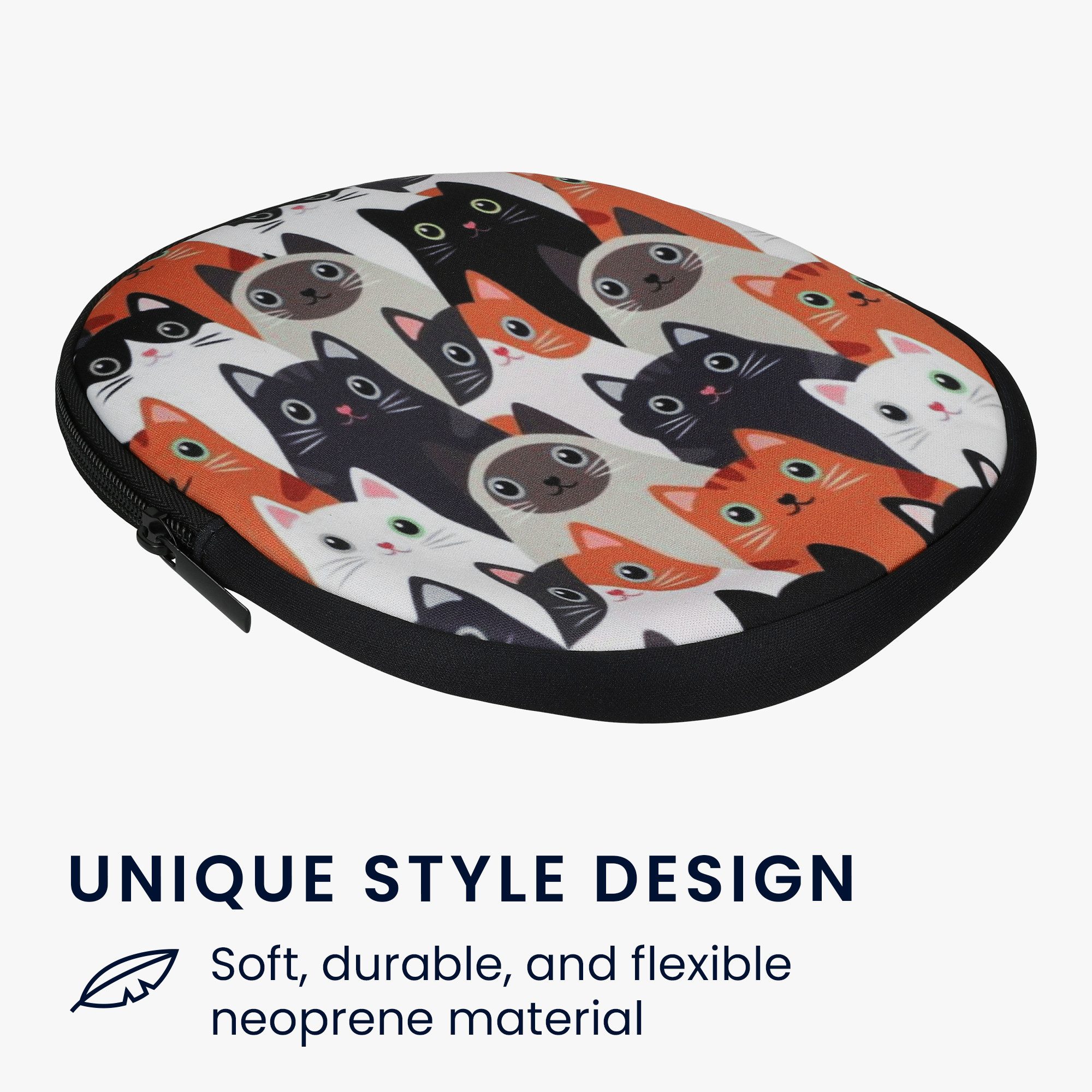 kwmobile Etui Hülle für Headset / Overear headphone Neopren Tasche, Case für Headset aus Neopren Stoff Katzen Design – Bild 4 von 5