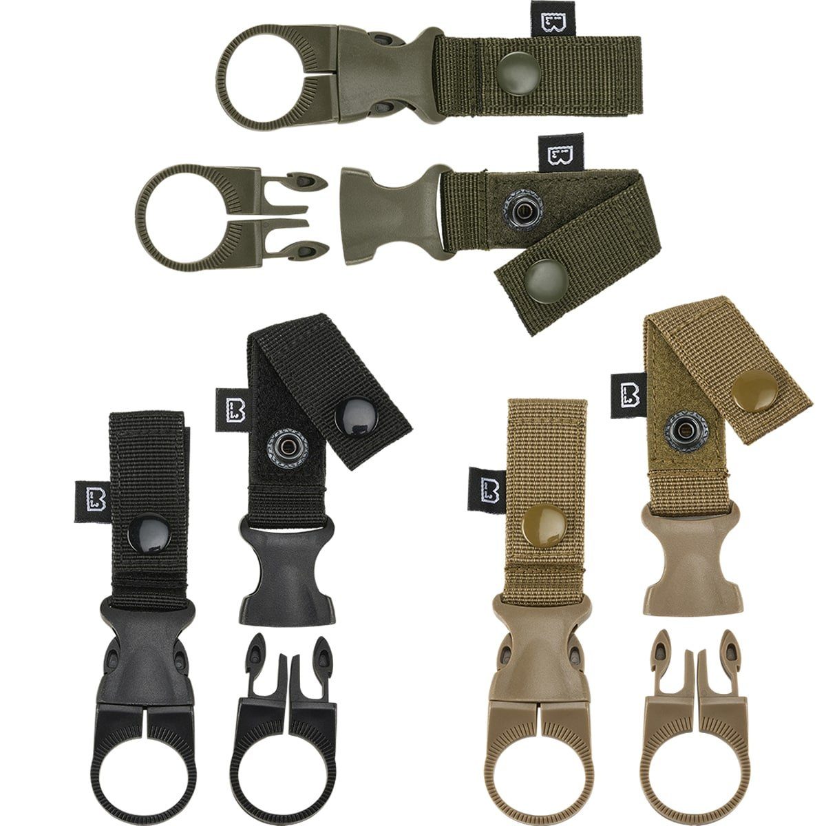 Pack) Brandit Brandit mit Gürtel-Flaschenhalter Loop Oliv (2er Molle Karabiner