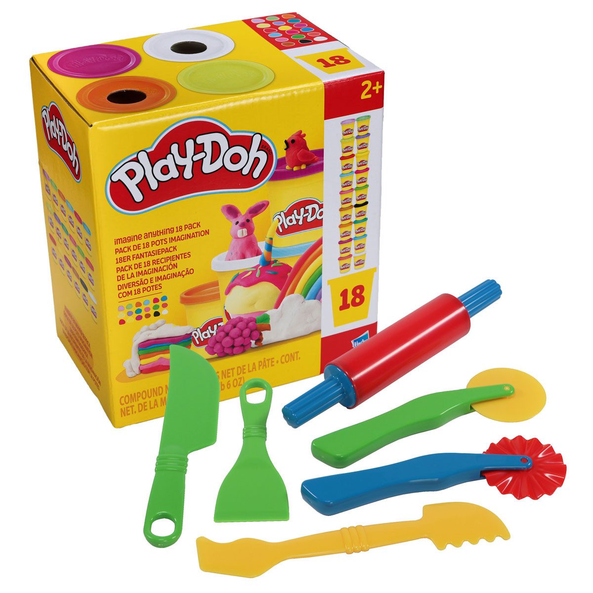 peveha24 Knete Play-Doh 18er Pack Knete 1,53kg mit GOWI Knetwerkzeug 6tlg. im Set