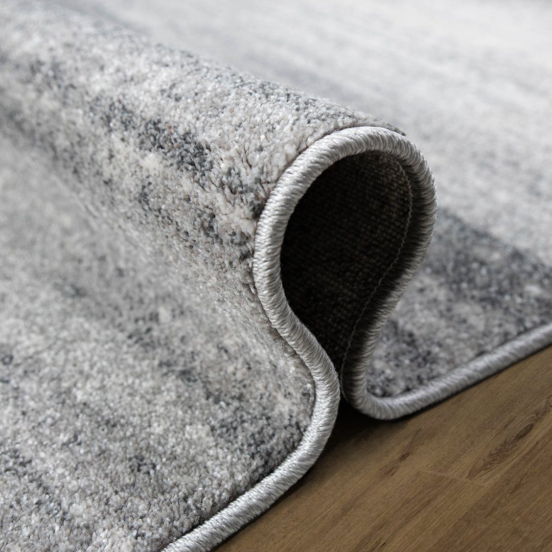 oKu-Tex Bettumrandung Bettumrandung Set 3-teilig, meliert grau, weicher Flor, pflegeleicht, (3er Set, Besteht aus einem langen und zwei kürzeren Teppichläufern), Teppich Schlafzimmer, Läufer, Läuferset, weicher Kurzflor