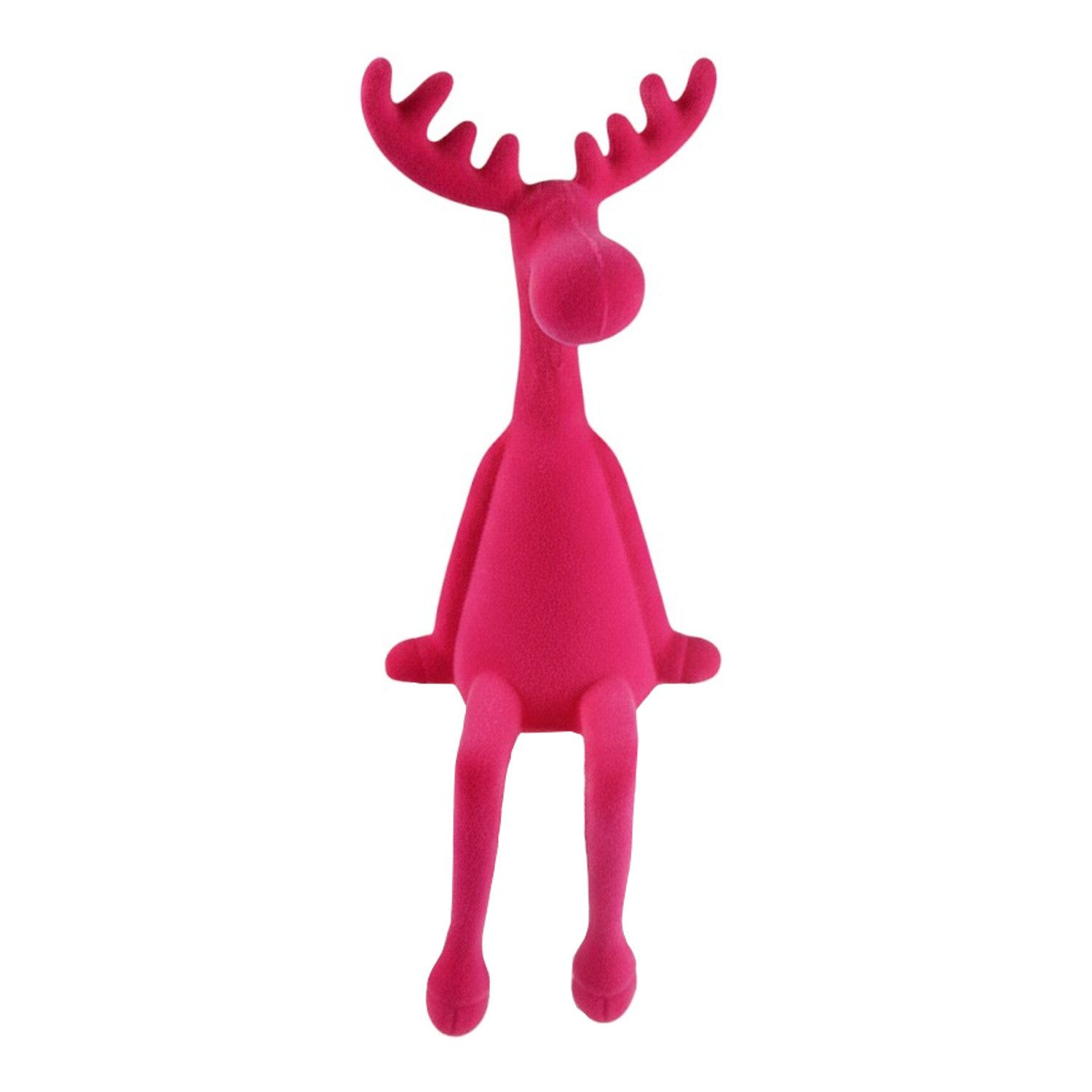 Macosa Home Мініатюрні фігурки Rentier 31 cm Braun, Orange, Fuchsia, Pink oder Grau (Dekoration Weihnachtsdeko, Dekofigur modern Weihnachten), Kunststoff beflockt Dekorentier