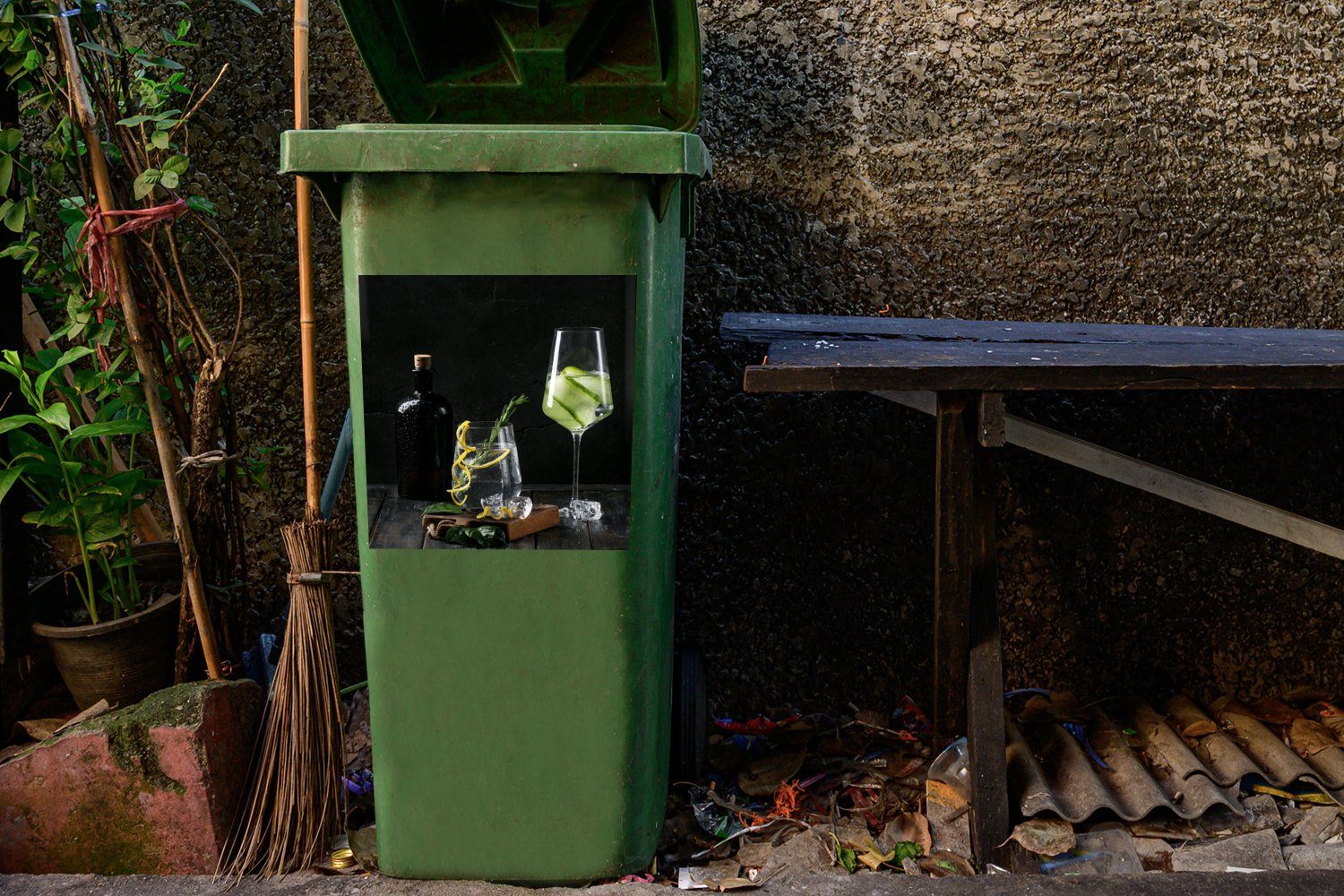 - Getränk Container, MuchoWow Weinglas Sticker, St), Obst Wandsticker Mülltonne, Abfalbehälter (1 Mülleimer-aufkleber, -