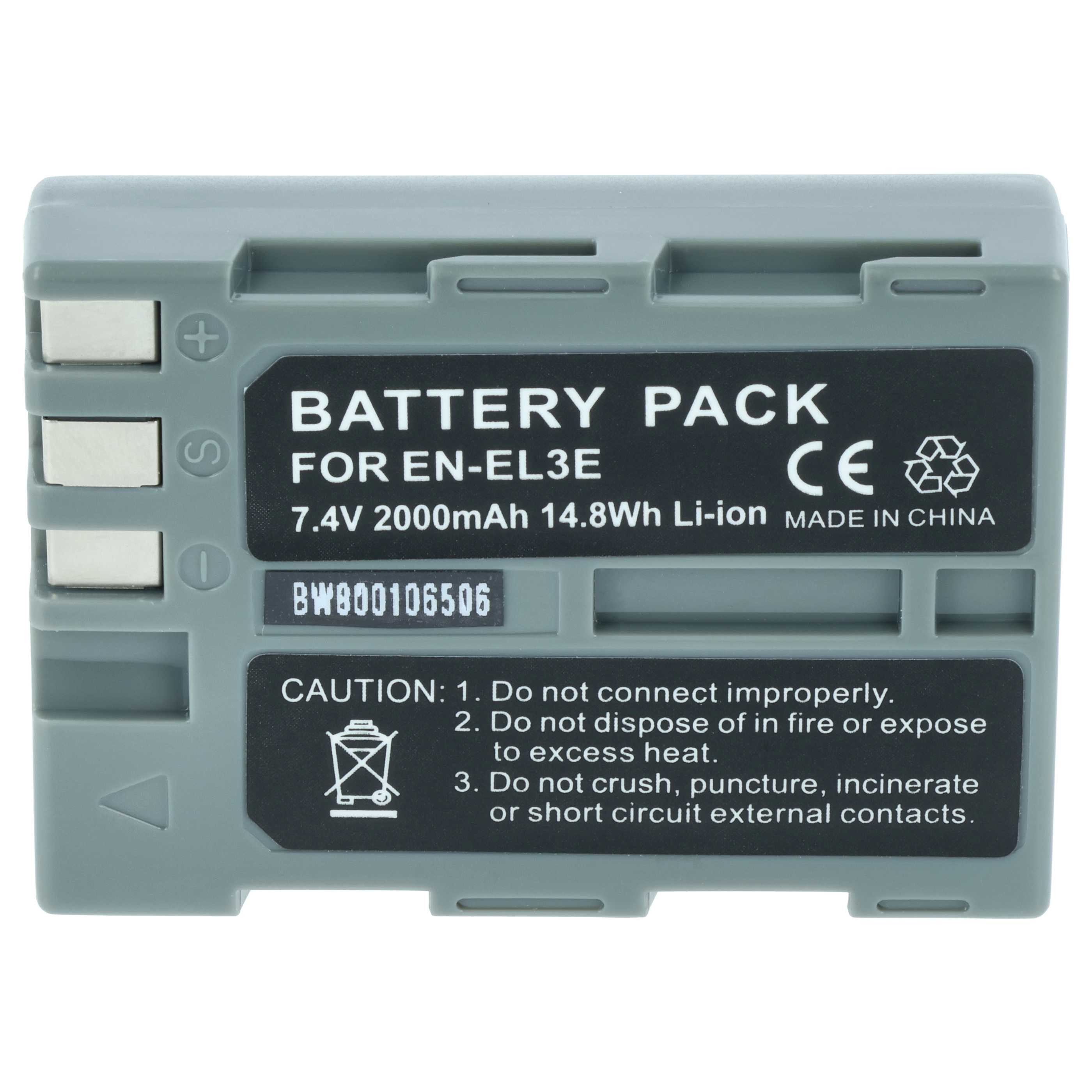 vhbw Akku passend für Nikon D300, D200, D300s, D700, D70, D50, D100, D70s, Kamera-Akku Akku Li-Ion 2000 mAh (7,2 V, 1 St), Leistungsfähiger Austausch-Akku für Digitalkamera, Spiegelreflexkamera