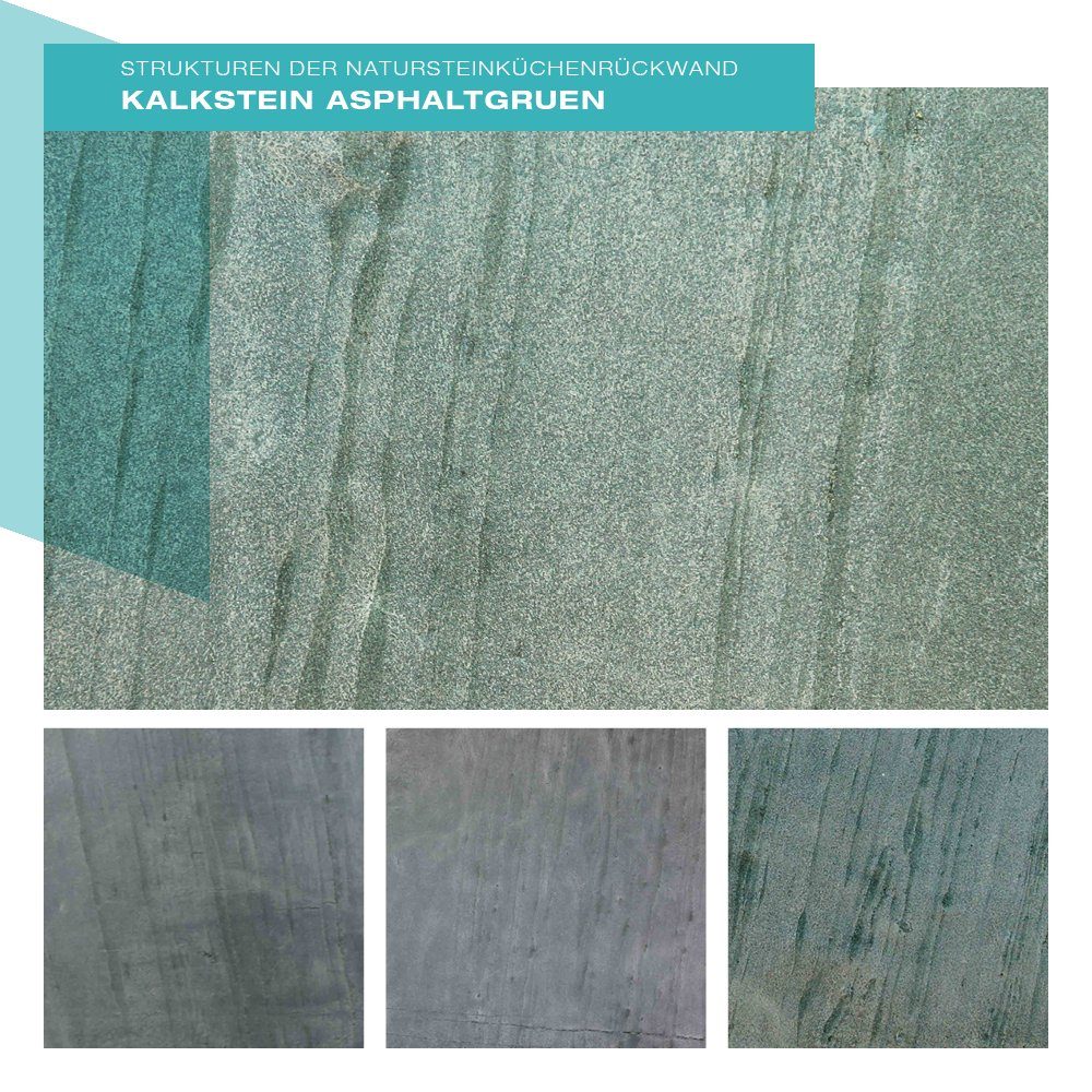 Echtstein ein Asphaltgrün aus DRUCK-EXPERT Küchenrückwand Kalkstein 100 - Platte Naturstein jede % Unikat