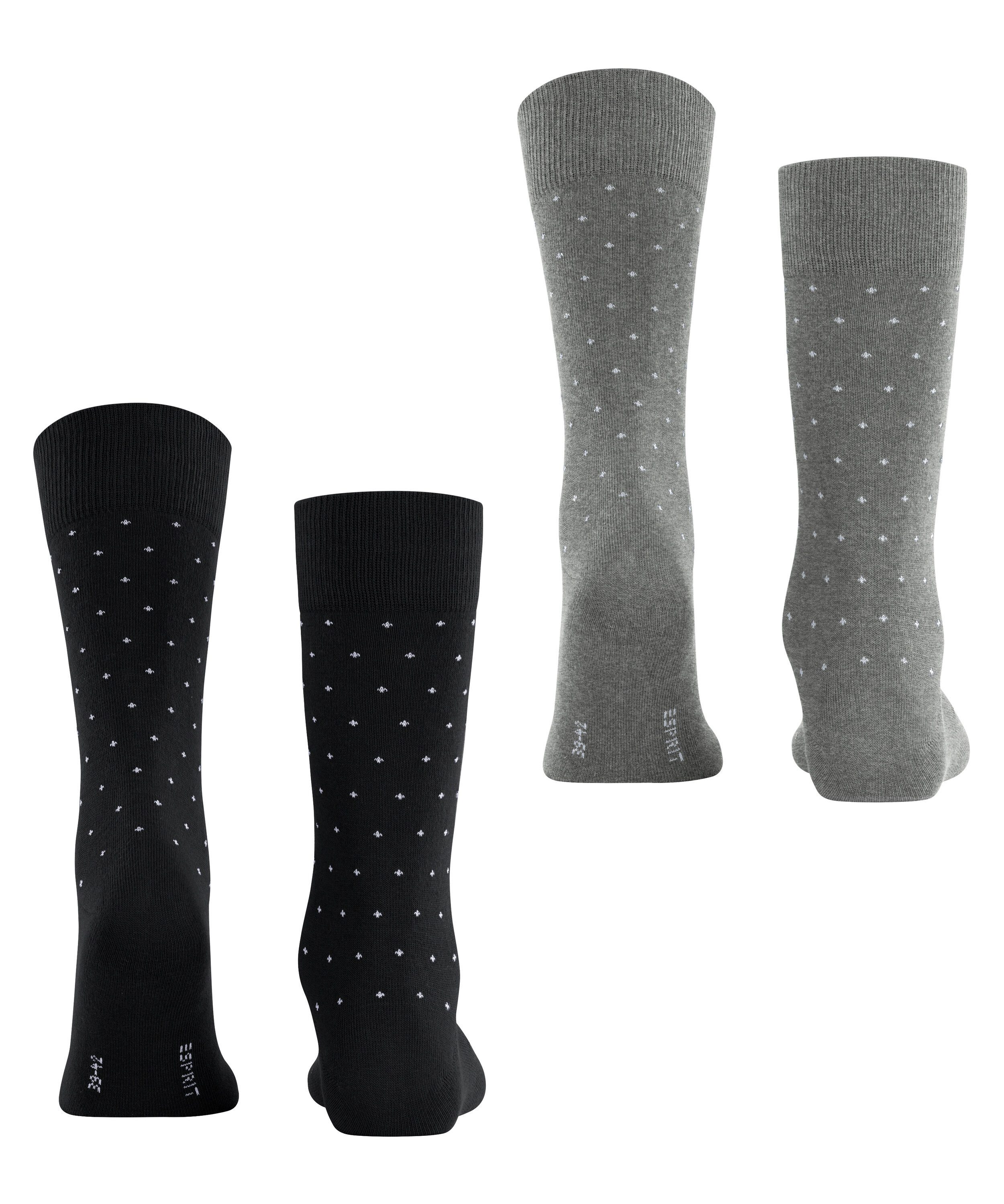 Esprit Socken Fine Dot (2 Paar) gepunktet, geripptes Bündchen, Baumwoll-Mix