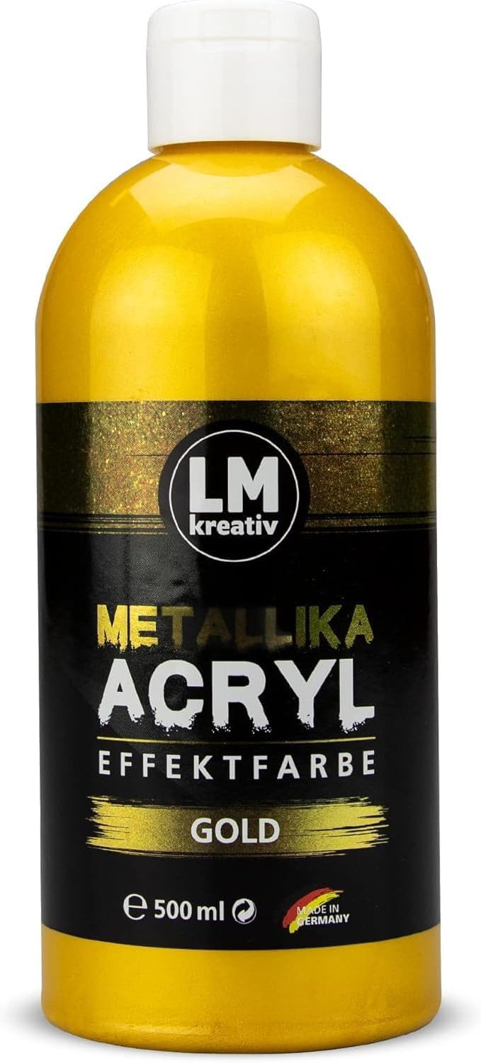LM-Kreativ Bastelfarbe Metallika Metallic-Acrylfarbe 500 ml, hochpigmentiert, glänzend, kratzfest, wischfest, wetterfest