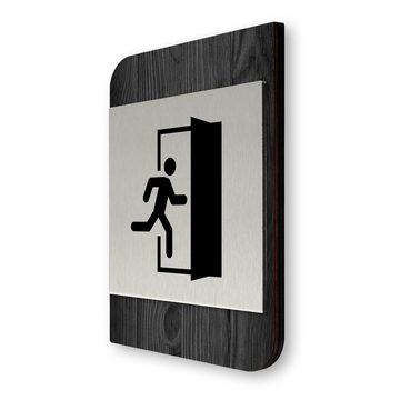 Kreative Feder Hinweisschild "Ausgang" - modernes Business-Schild aus Holz und Alu, für Innenräume; ideal für Büro, Schule, Universität