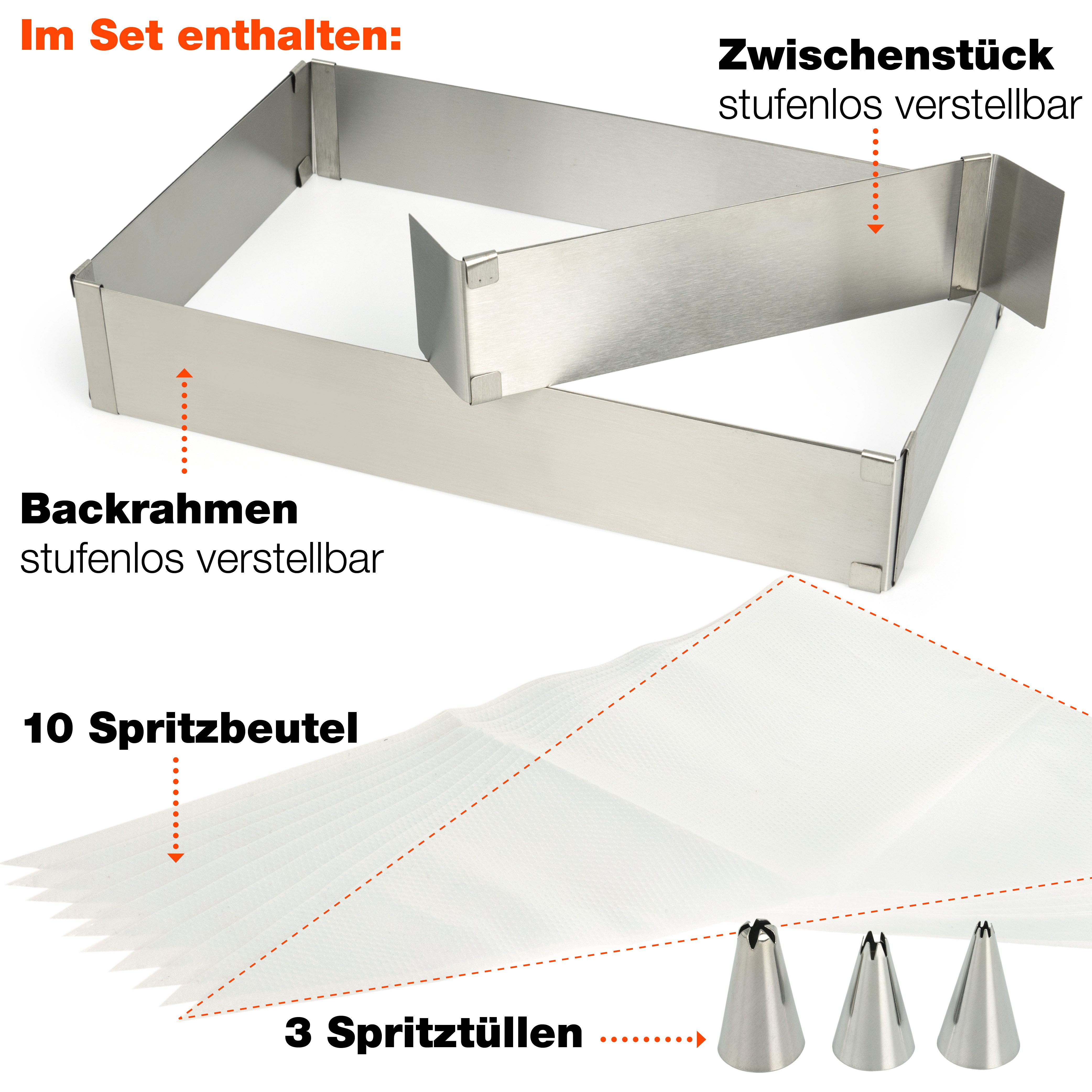 Moritz & Moritz Backrahmen Backrahmen Rechteckig Verstellbar 5cm hoch – Bild 4 von 5