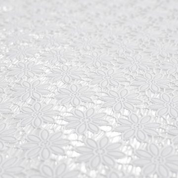 ANRO Tischdecke Tischdecke Wachstuch Blumen Weiß Robust Wasserabweisend Breite 140 cm, Geprägt, Relief, Lace Vinyl