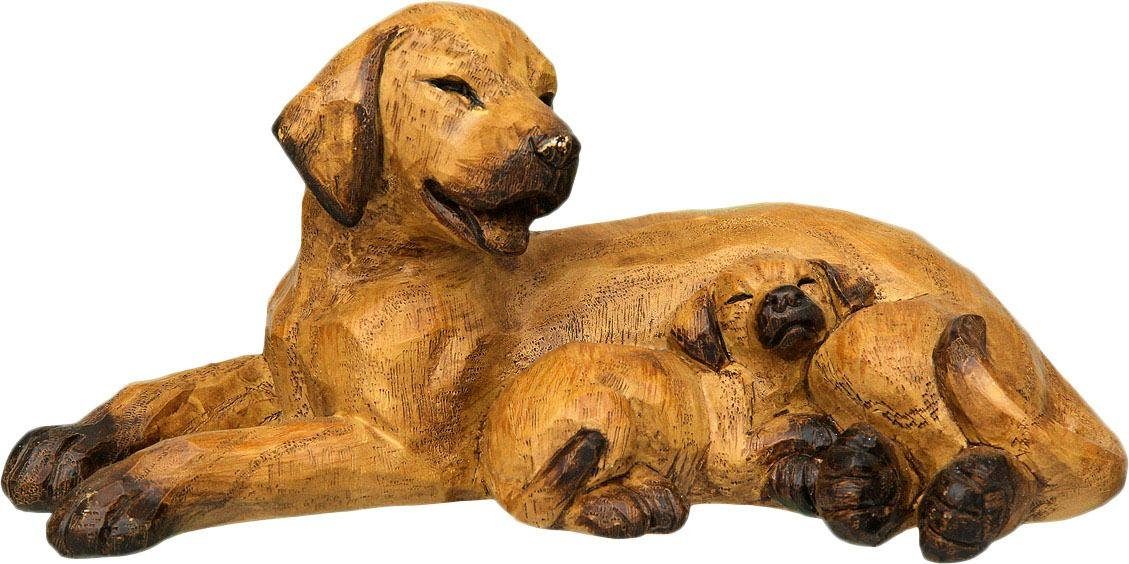 Ambiente Haus Dekofigur Hund mit Welpe, liegend, aus Polyresin (Kunststein)