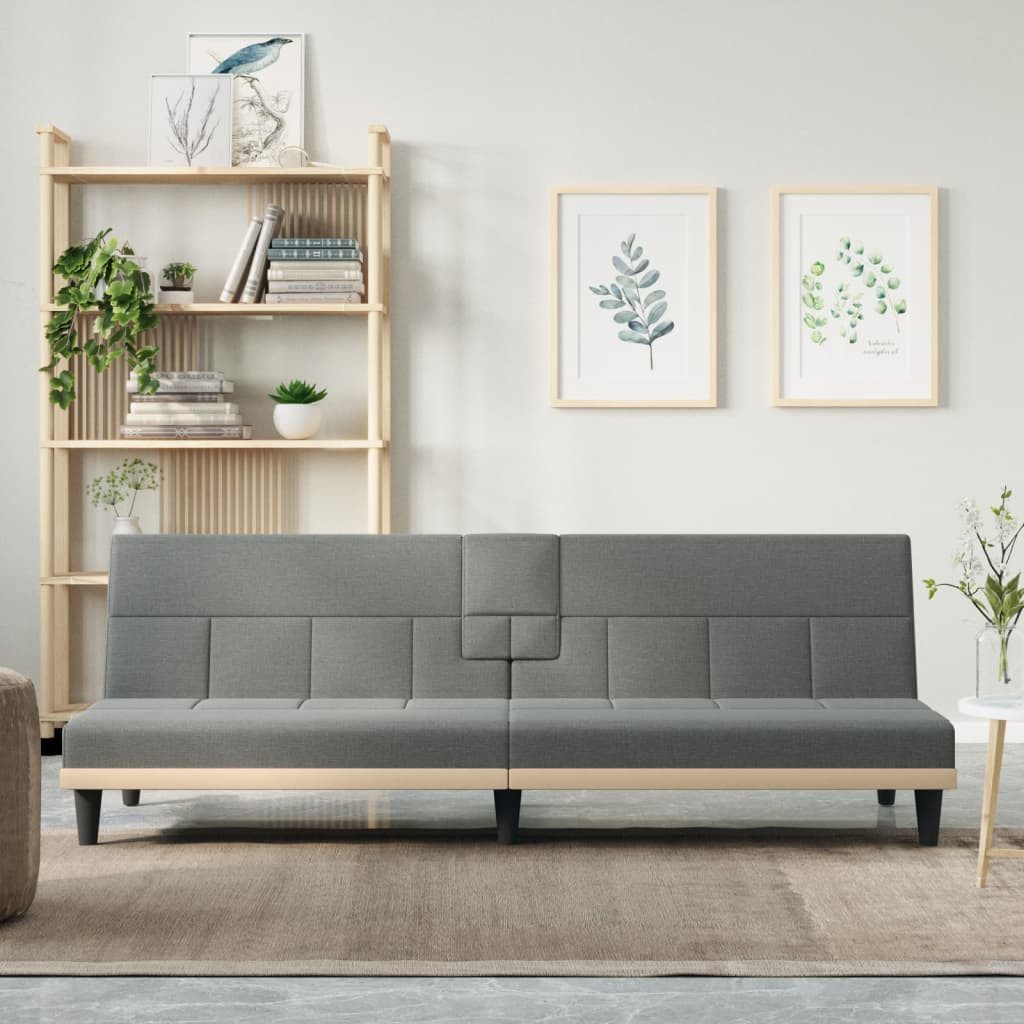vidaXL Sofa Schlafsofa mit Getränkehaltern Dunkelgrau Stoff Schlafcouch Sof günstig online kaufen