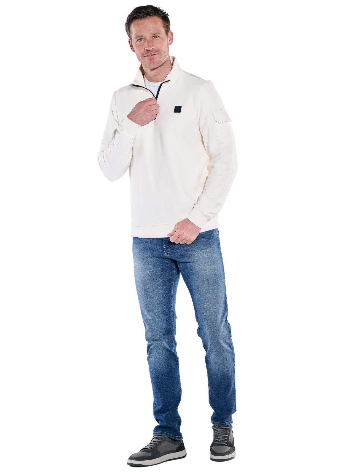 Engbers Sweatshirt Herren Sweatshirt Stehbund, Naturweiss