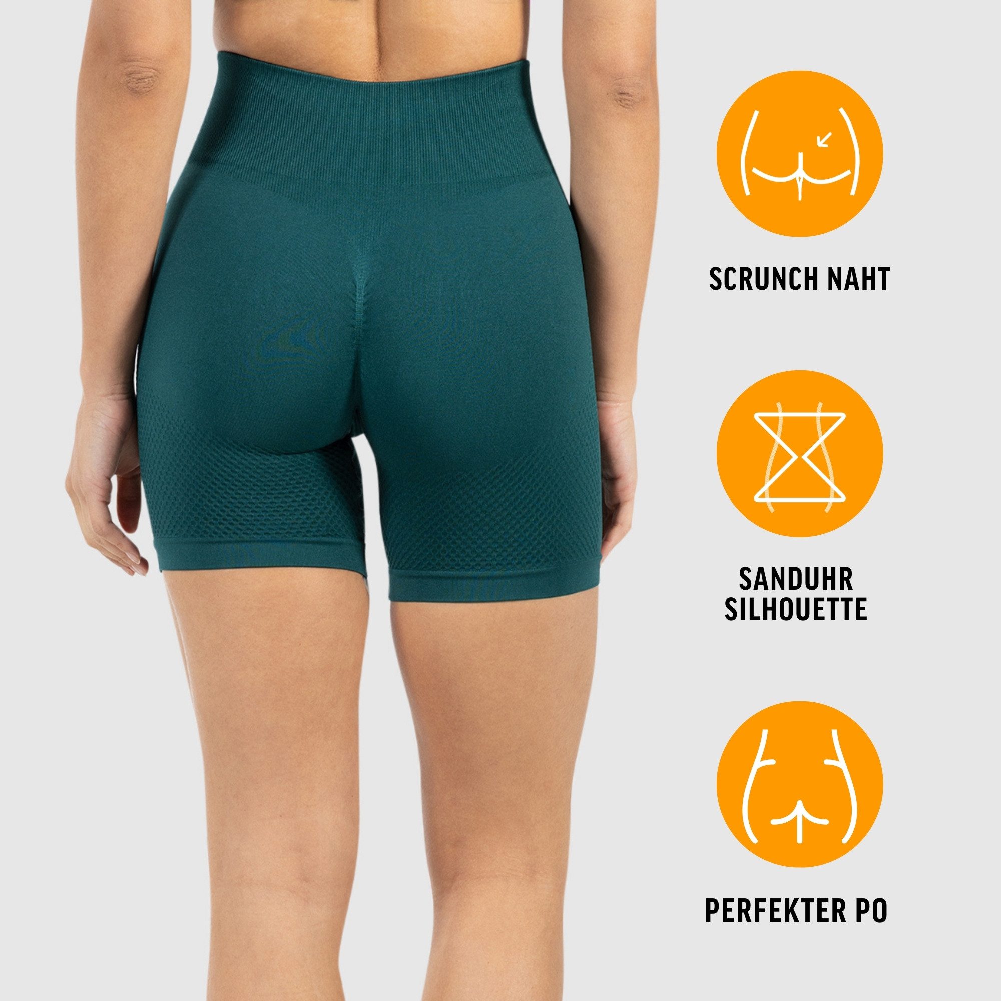 Smilodox Shorts Amaze Scrunch, Blickdichte Radlerhose mit Unsichtbarer Scrunch-Effekt High Waist Squatproof Scrunch Shorts-Leggings Seamless Sport Fitness