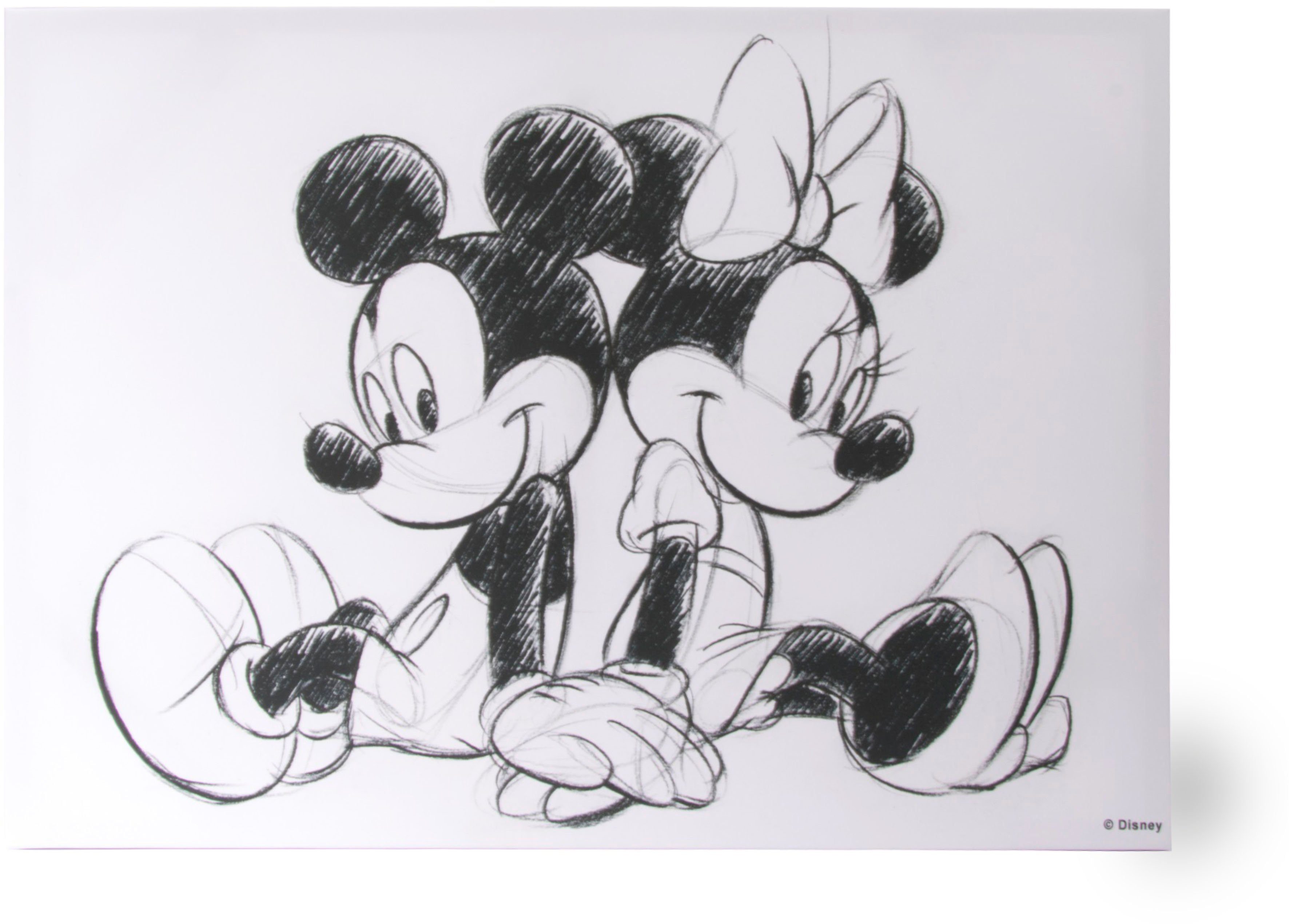 Disney Leinwandbild Mickey Minnie Sketch St) Sitting, (1