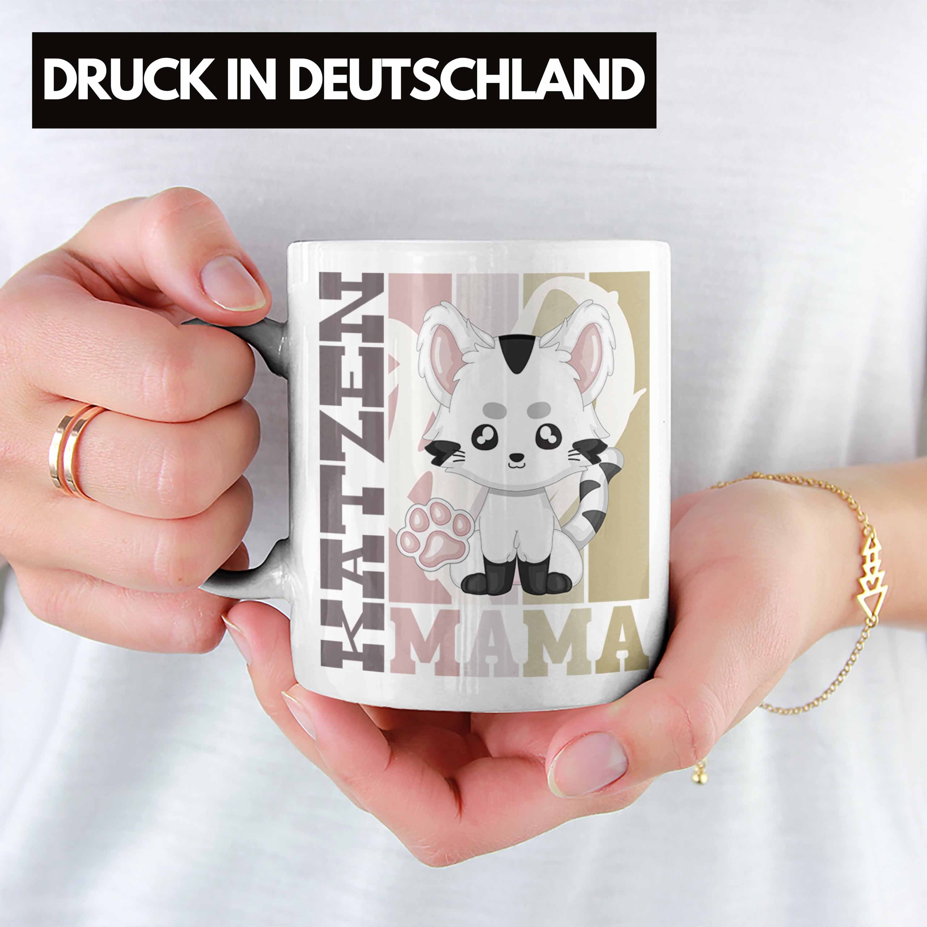 Trendation Ge für Besitzerin Geschenk - Weiss Katze Tasse Mama Trendation Katzen Spruch Tasse