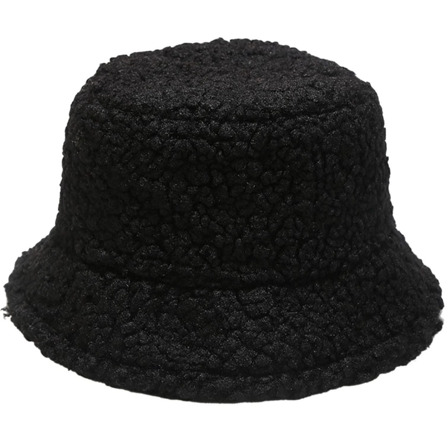 LuxusKollektion Fischerhut Fischerhut Damen Plüsch Kunstpelz Schwarz (1-St)