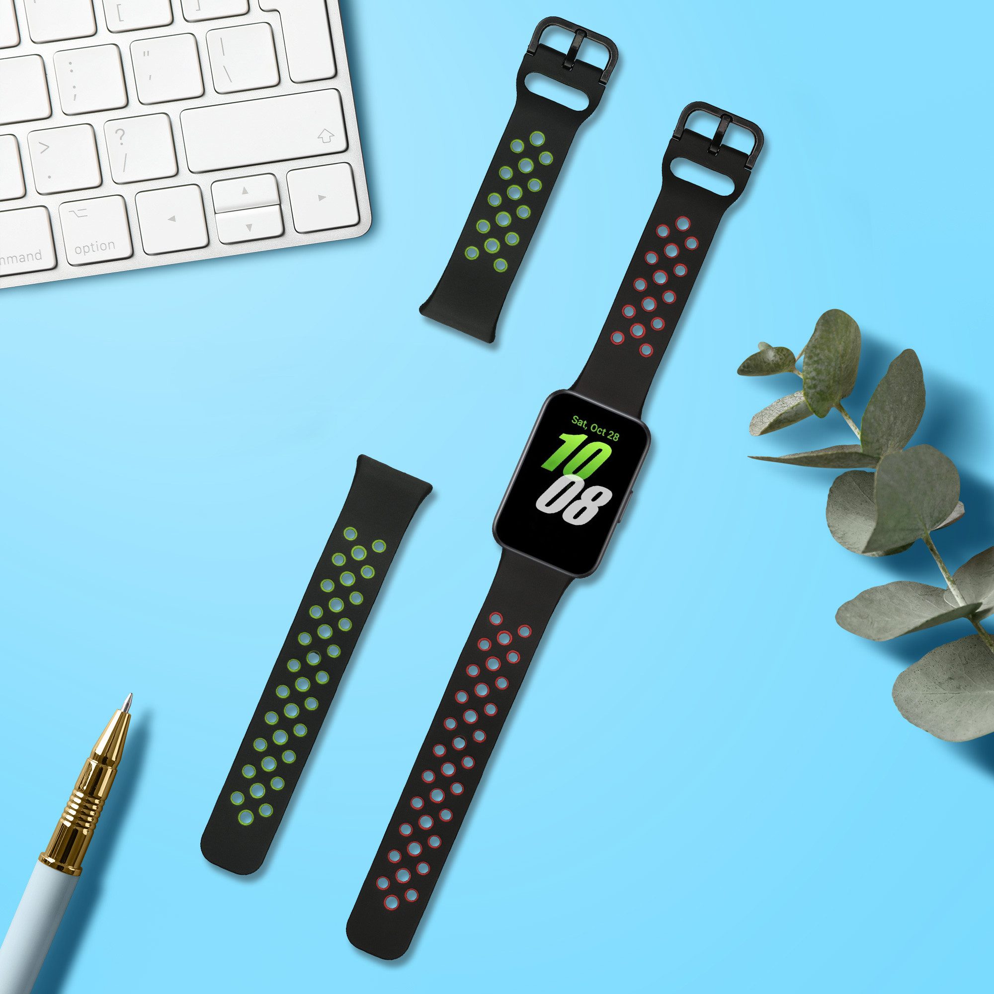 kwmobile 2x Uhrenarmband für Samsung Galaxy Fit 3 Armband Smartwatch, 2-tlg., Fitnesstracker Band Set aus TPU Silikon - Ersatzarmband Smartwatch