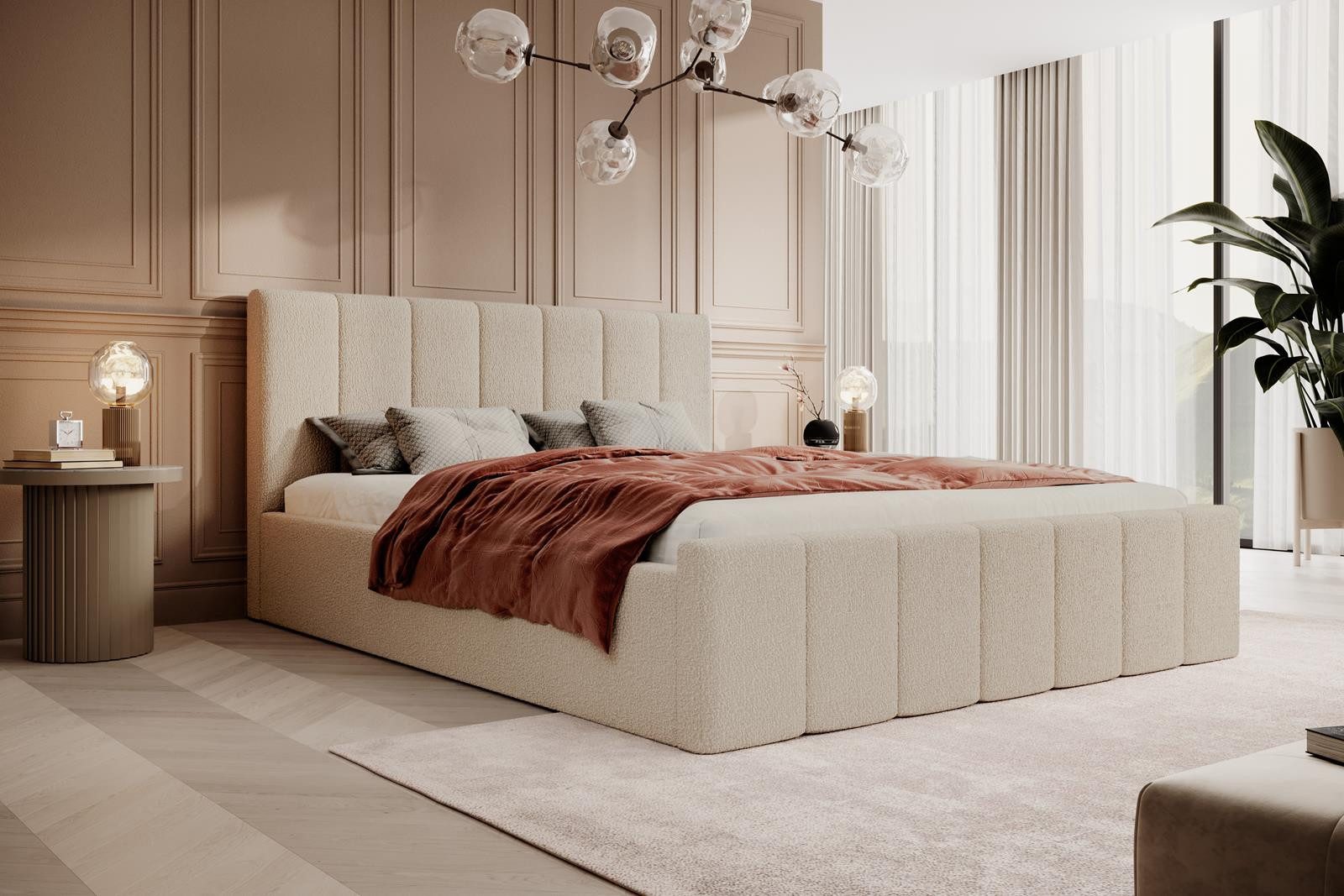 Compleo Polsterbett Boucle FLAV Stauraumbett, Doppelbett, günstig online kaufen