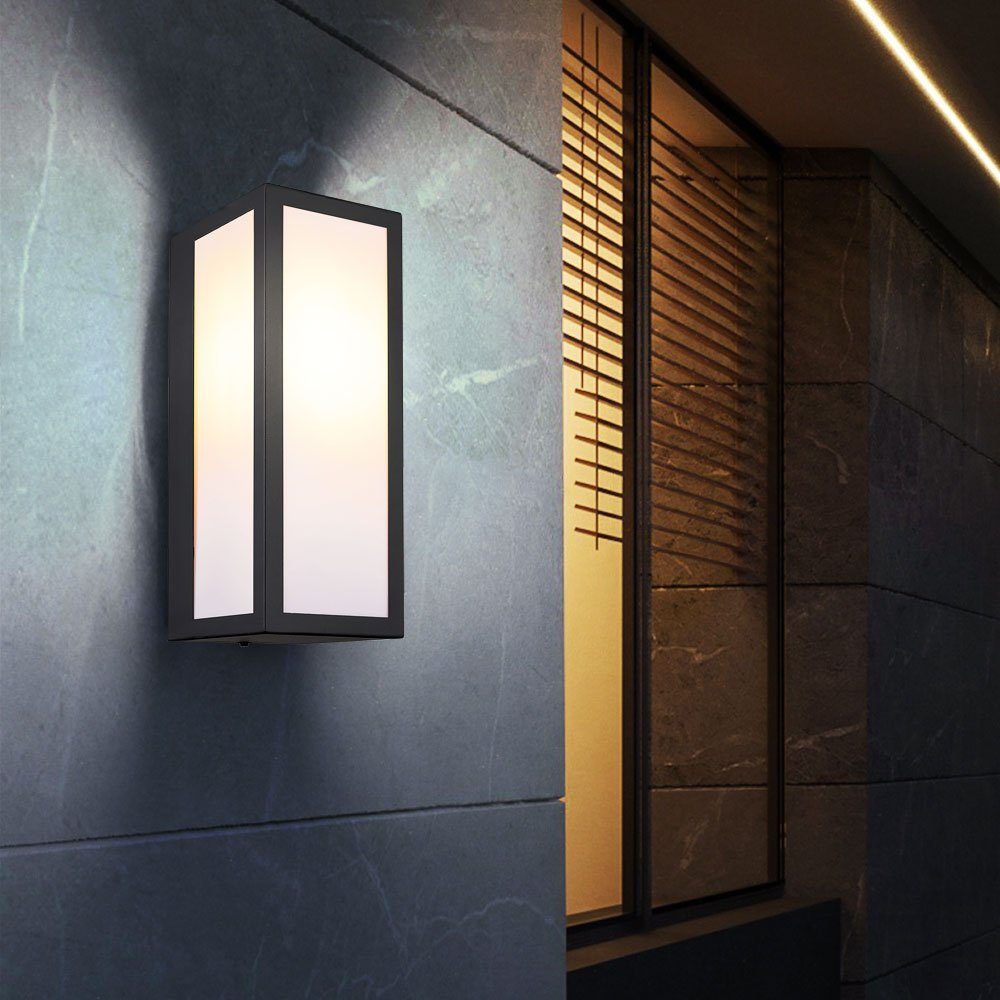 Außenlampe Metall etc-shop Fassadenleuchte schwarz Leuchtmittel nicht inklusive, Außen-Wandleuchte, IP44 Wandleuchte
