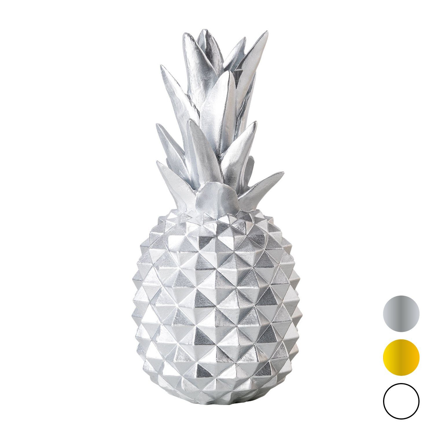 shelfmade Dekofigur Ananas Deko Kunstharz Deko Silber Tischdeko Ananas Wohnzimmer Polyresin - aus