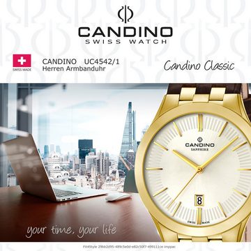 Candino Quarzuhr Candino Herren Quarzuhr Analog C4542/1, Herren Armbanduhr rund, Lederarmband braun, Luxus