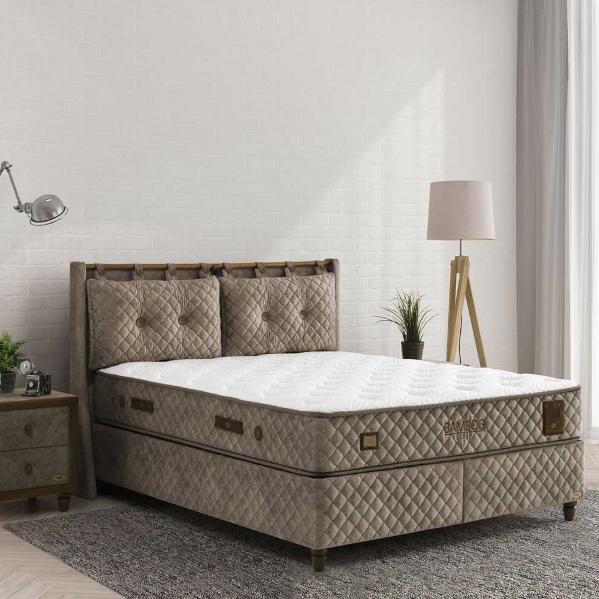 Bambi Boxspringbett Schlafzimmer Set Boxspringbett 180x200 - 140x200 Bamboo Sleep