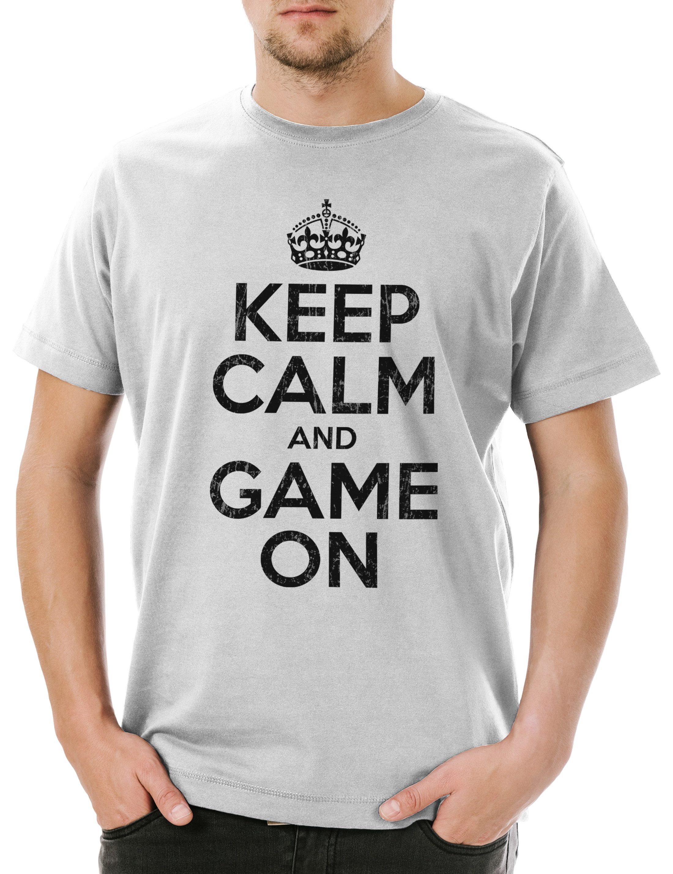 Print-Shirt Keep Calm And Game On Herren T-Shirt Geek Nerd Gamer Admin Repair Mr.