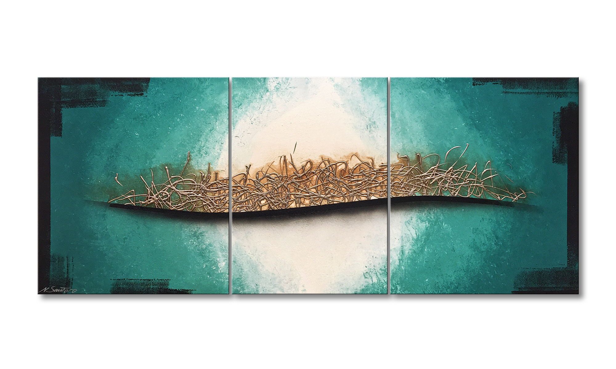 WandbilderXXL Gemälde Underwater Melody 170 x 70 cm, Abstraktes Gemälde, handgemaltes Unikat
