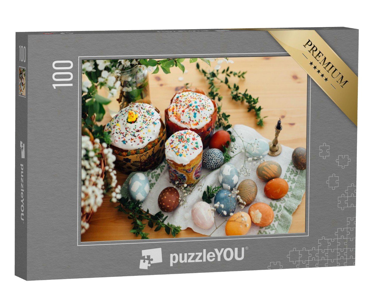puzzleYOU Puzzle Hausgemachte kleine Osterkuchen und Ostereier, 100 Puzzleteile, puzzleYOU-Kollektionen Festtage