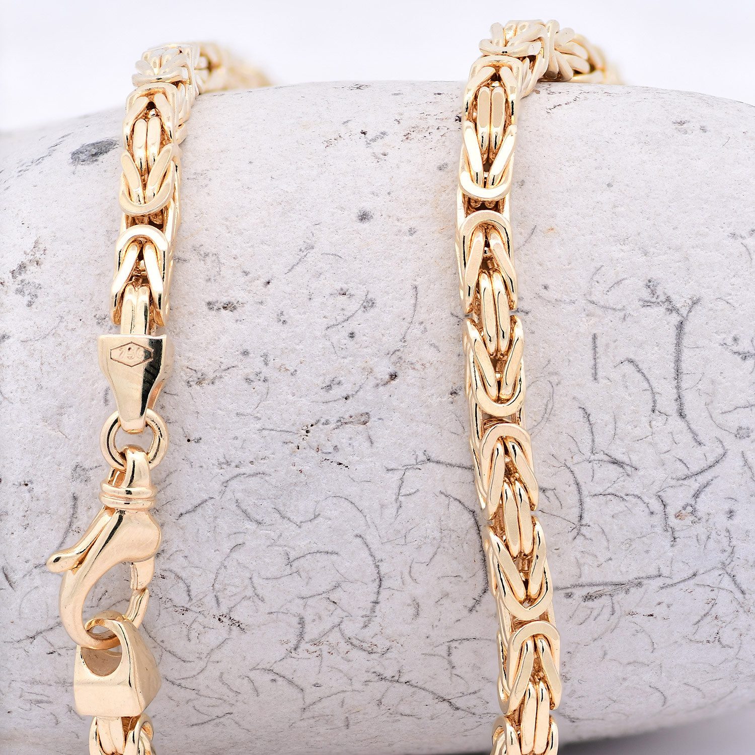 HOPLO Königskette Goldkette Königskette Länge 19cm - Breite 4,0mm - 750-18 Karat Gold, Made in Germany