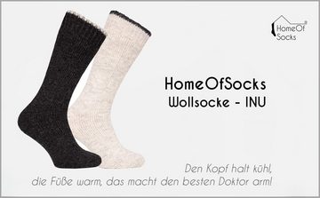 HomeOfSocks Norwegersocken Skandinavische Wollsocke "Inuit" Nordic Frottee Extra Dicke Socken Warm Hoher 80% Wollanteil Einfarbig