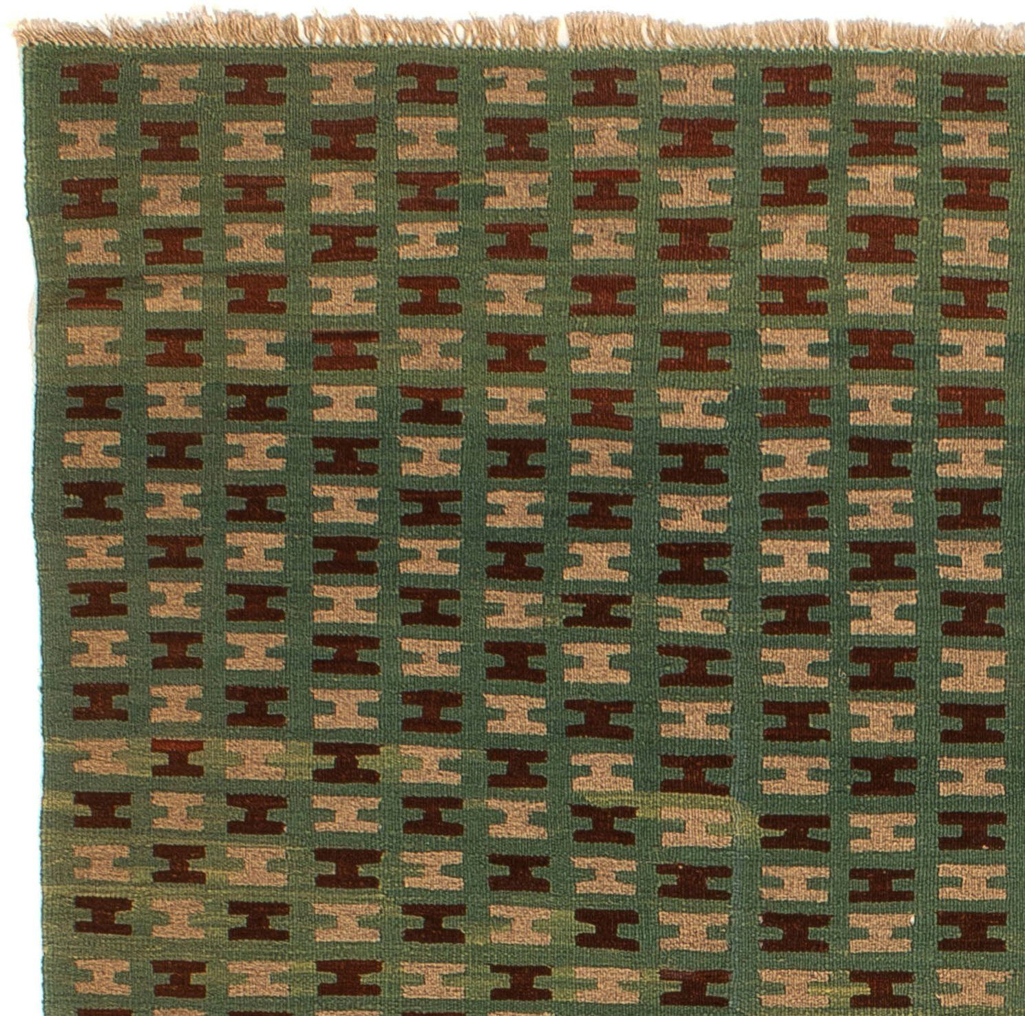 Wollteppich Kelim - Oriental 6 200 207 - x Einzelstück Höhe: quadratisch dunkelgrün, - cm morgenland, quadratisch, mm, Wohnzimmer